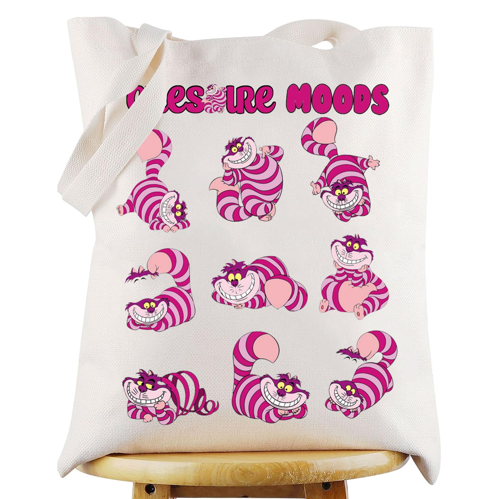 WZMPA Cat Tote Bag Cartoon Gifts Cat Moods Reusable Grocery Bag Cartoon Movie Merchandise