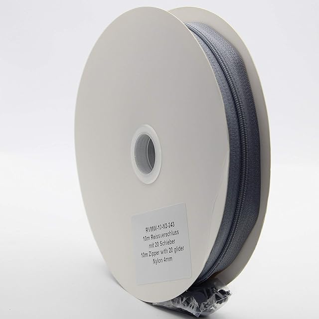 LEDUC zamek błyskawiczny 10m z 20 suwakiem nylonowym 4+4mm (szary)