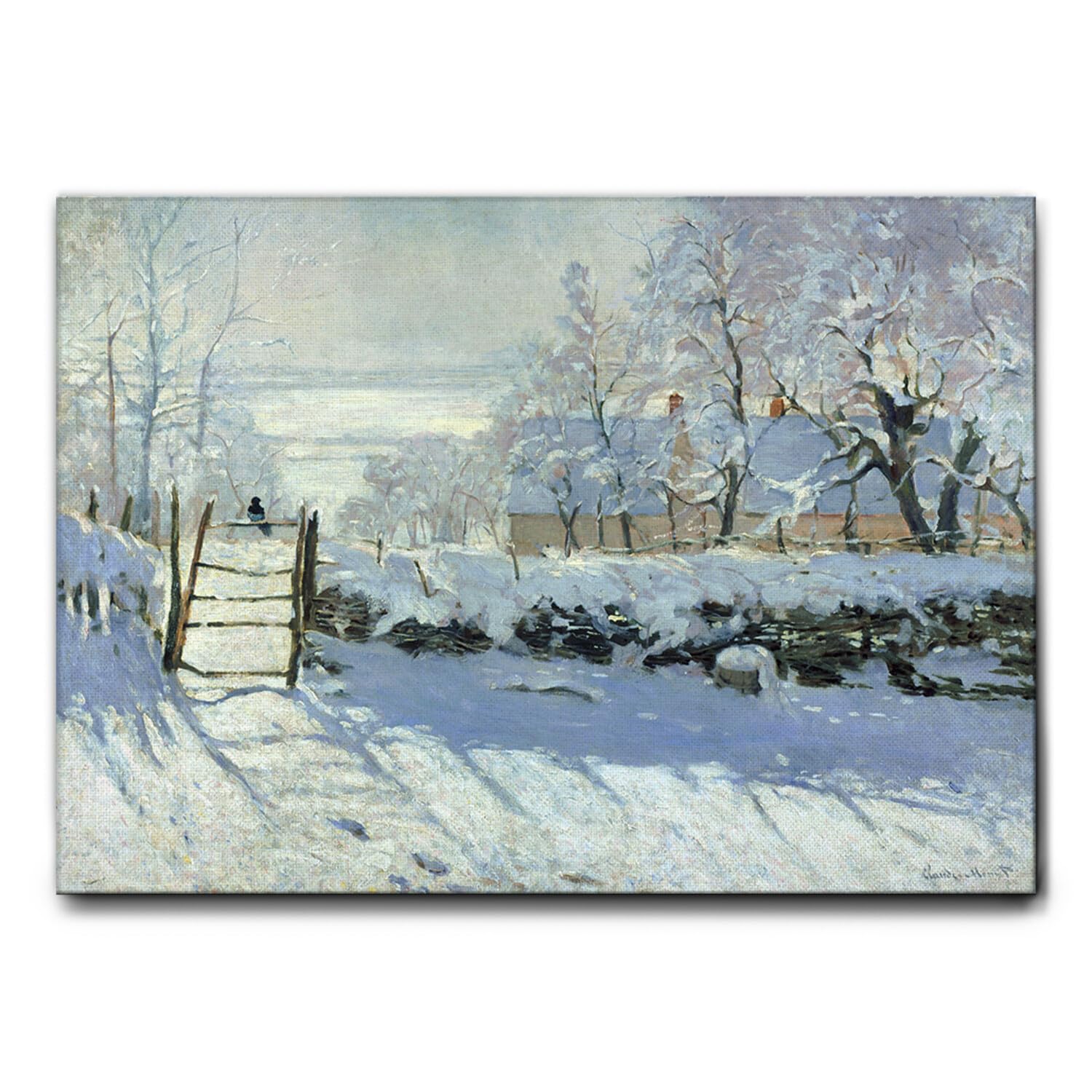 Toile Monet La Pie 100x70 cm Giallobus tableau prêt à accrocher pour décoration murale salon