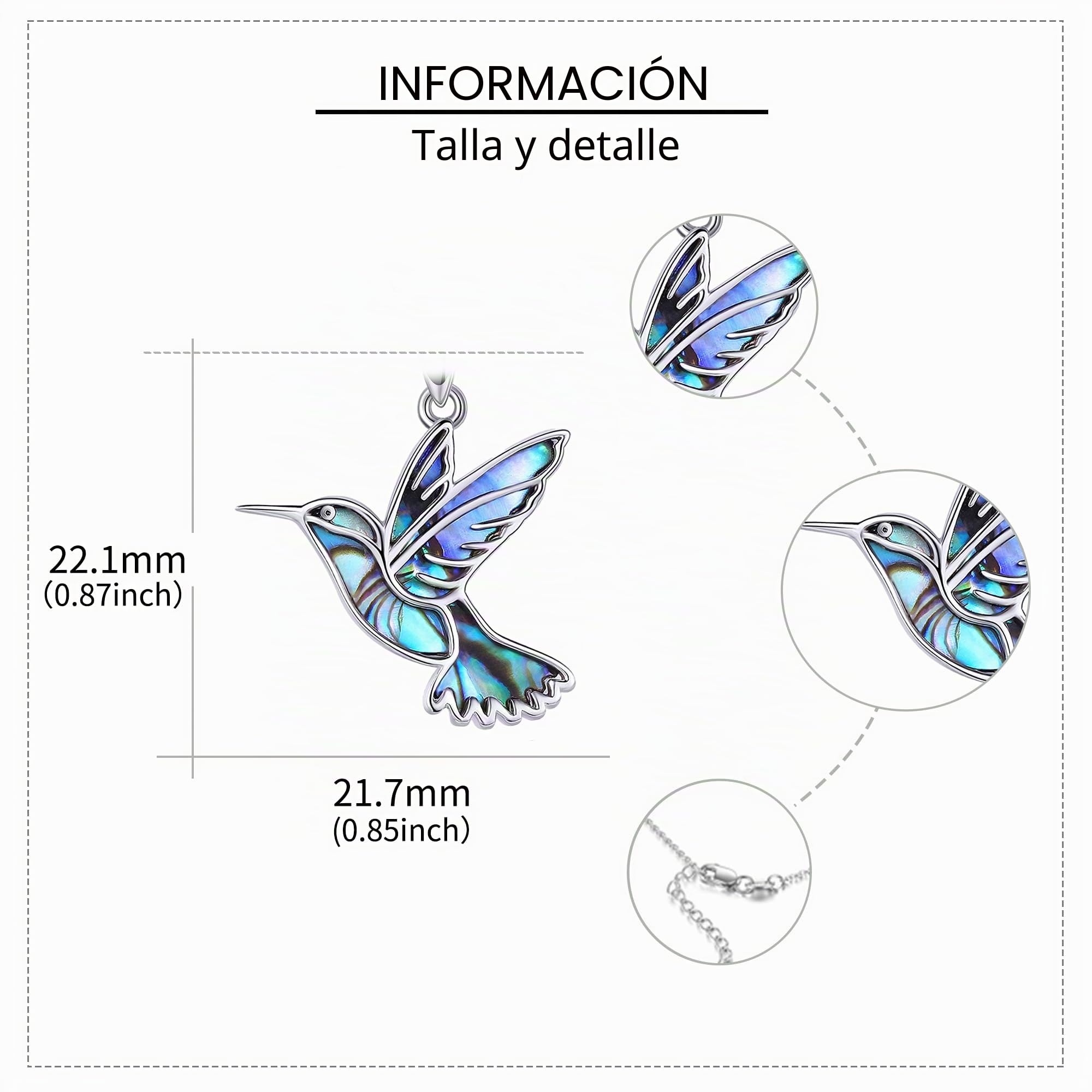 DAYLINLOVE Collares de colibrí de plata de ley 925 con colgante de colibrí, joyería de colibrí, regalo para mujeres, mamá, amantes de los colibríes