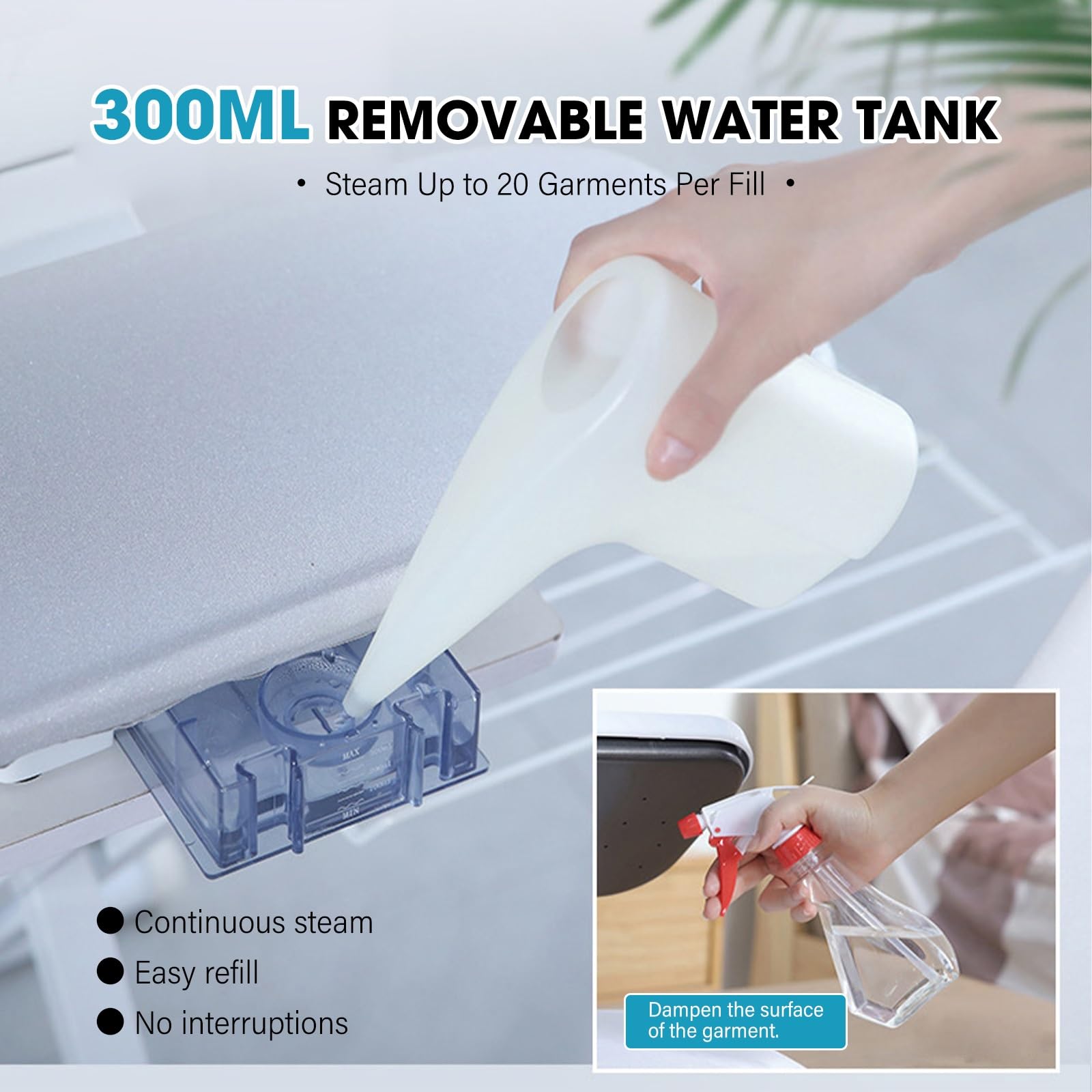 Acabado profesional de ropa, control inteligente de temperatura, tanque de agua de 300 ml, solución eficiente de mantenimiento de ropa para boutiques y hoteles