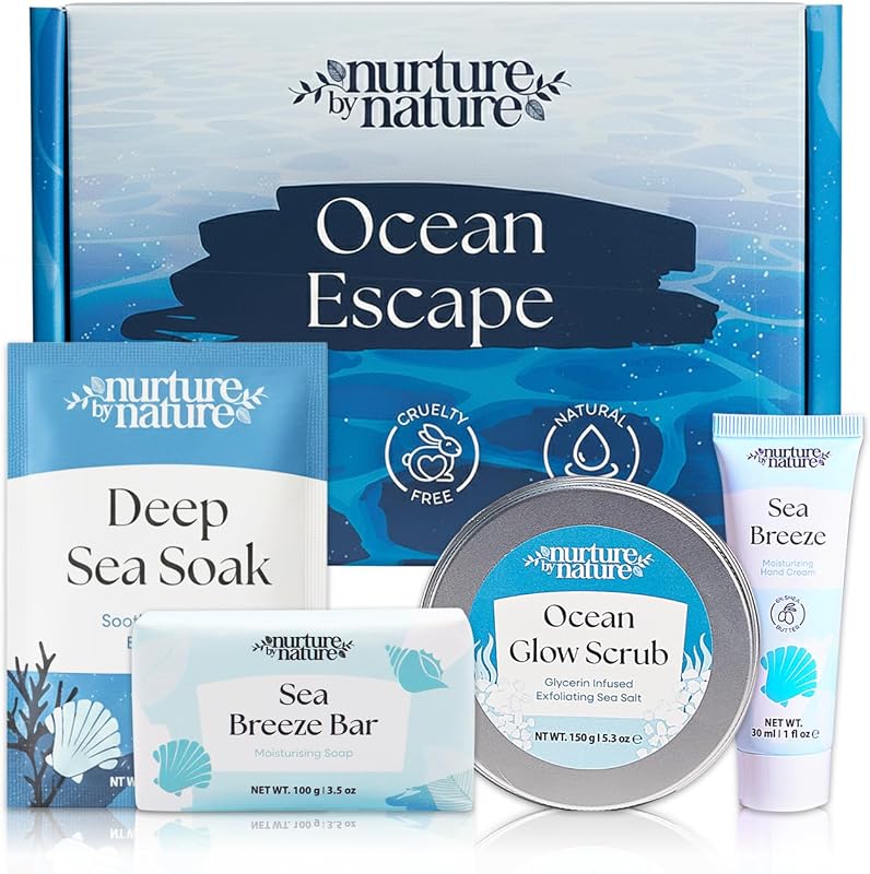 Kit de presente para banho Ocean Escape Nurture by Nature Botanicals com esfoliante corporal e sabonete