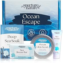 Nurture by Nature Ocean Escape Vegan Bath Gift Set, Body Scrub &amp; Soap