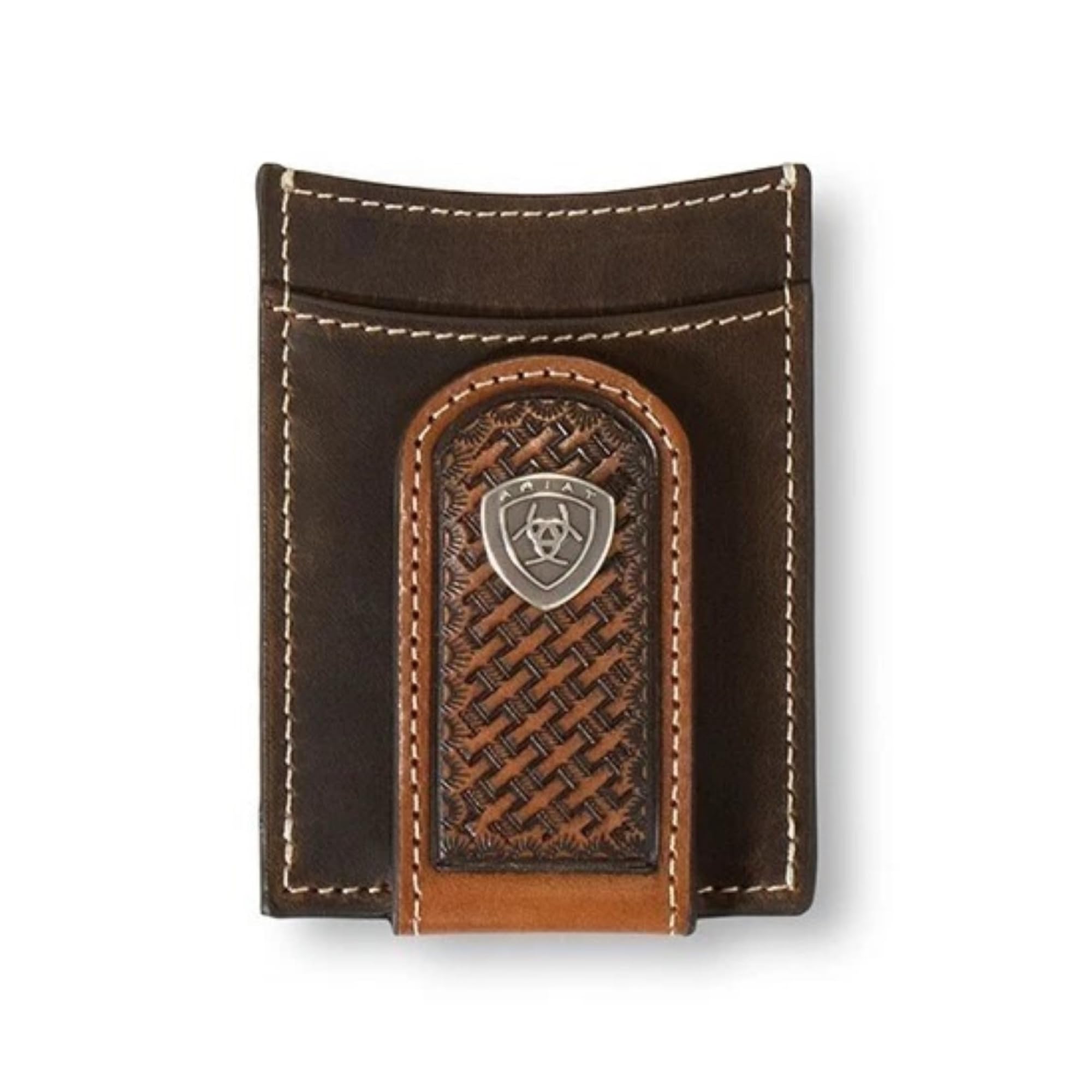 Basket Weave Money Clip Brown, Brown, One Size-image-12