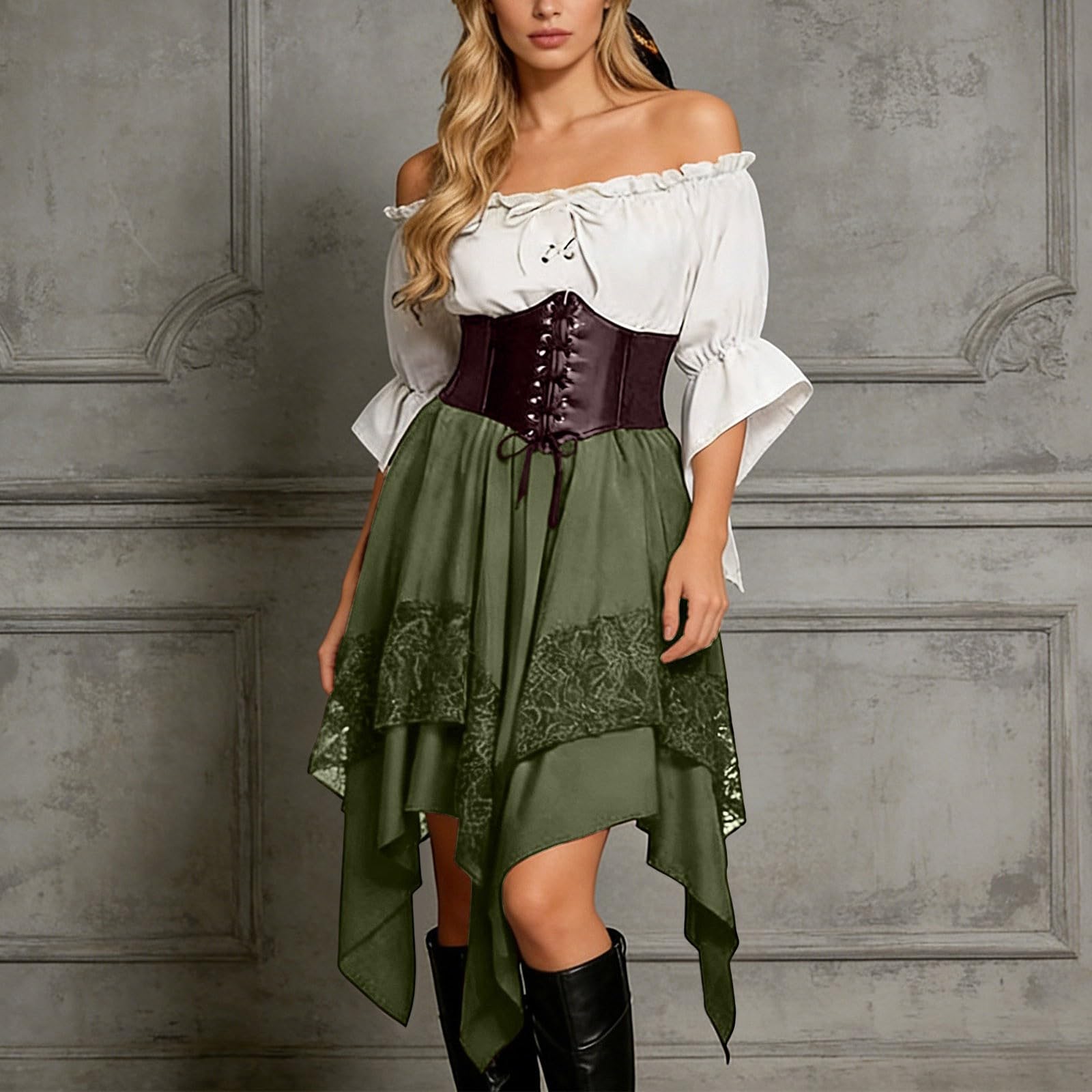 Abito con sottogonna in pizzo e gonna asimmetrica a balze, cosplay da