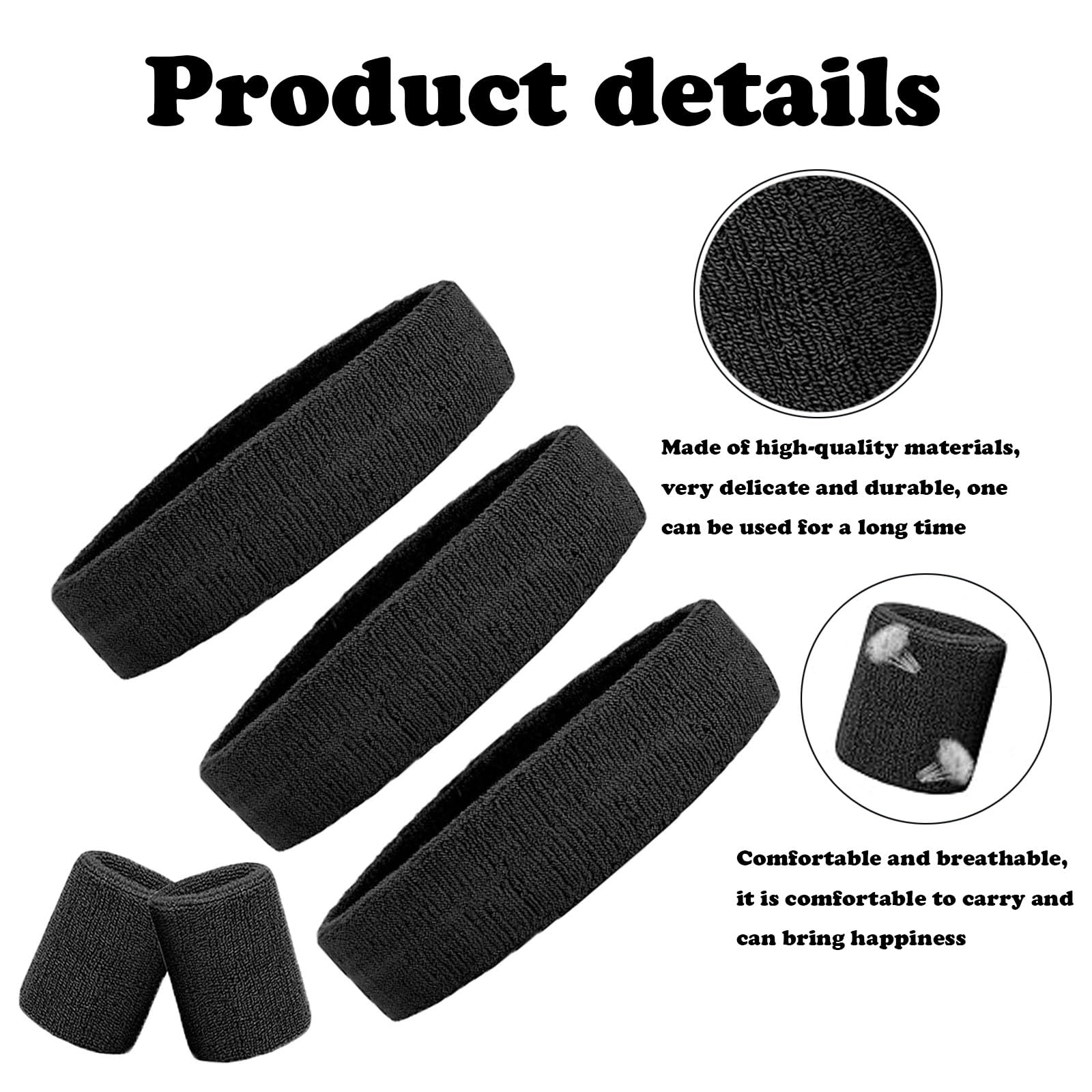 Sweat Bands, 2 Wristbands And 3 Sweat Headband, Elastic Non Slip Sweatbands for Men Valentine's Day Gift - Image 3