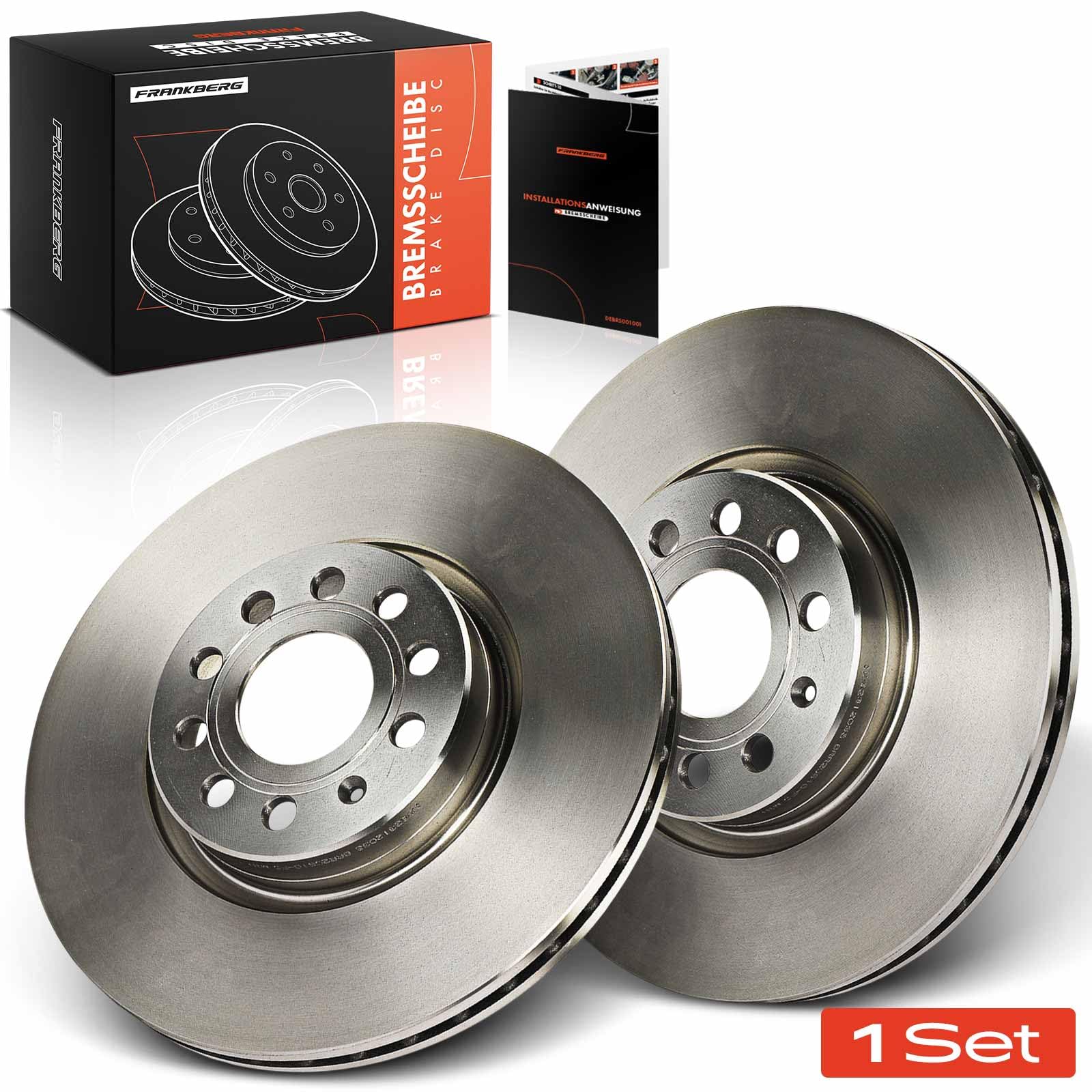 Frankberg 2 x tarcze hamulcowe, tarcze hamulcowe, przednie kompatybilne z Cadd.y IV MPV SAB SAJ 2,0 L 2015-2020 Golf V 1K1 1,4 l 3,2 l 2003-2008 Passa.t 362 1,4 l 3,6 l 2010-2014 Replace # 1K066 15301