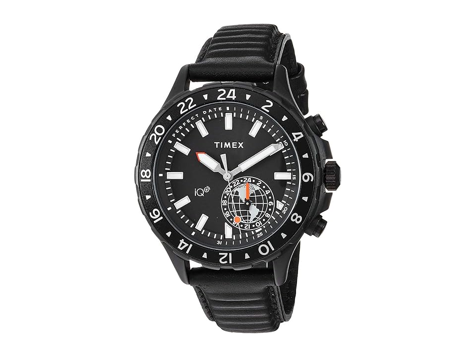 

Timex IQ+ Move Multi Time Leather Strap (Black) Watches