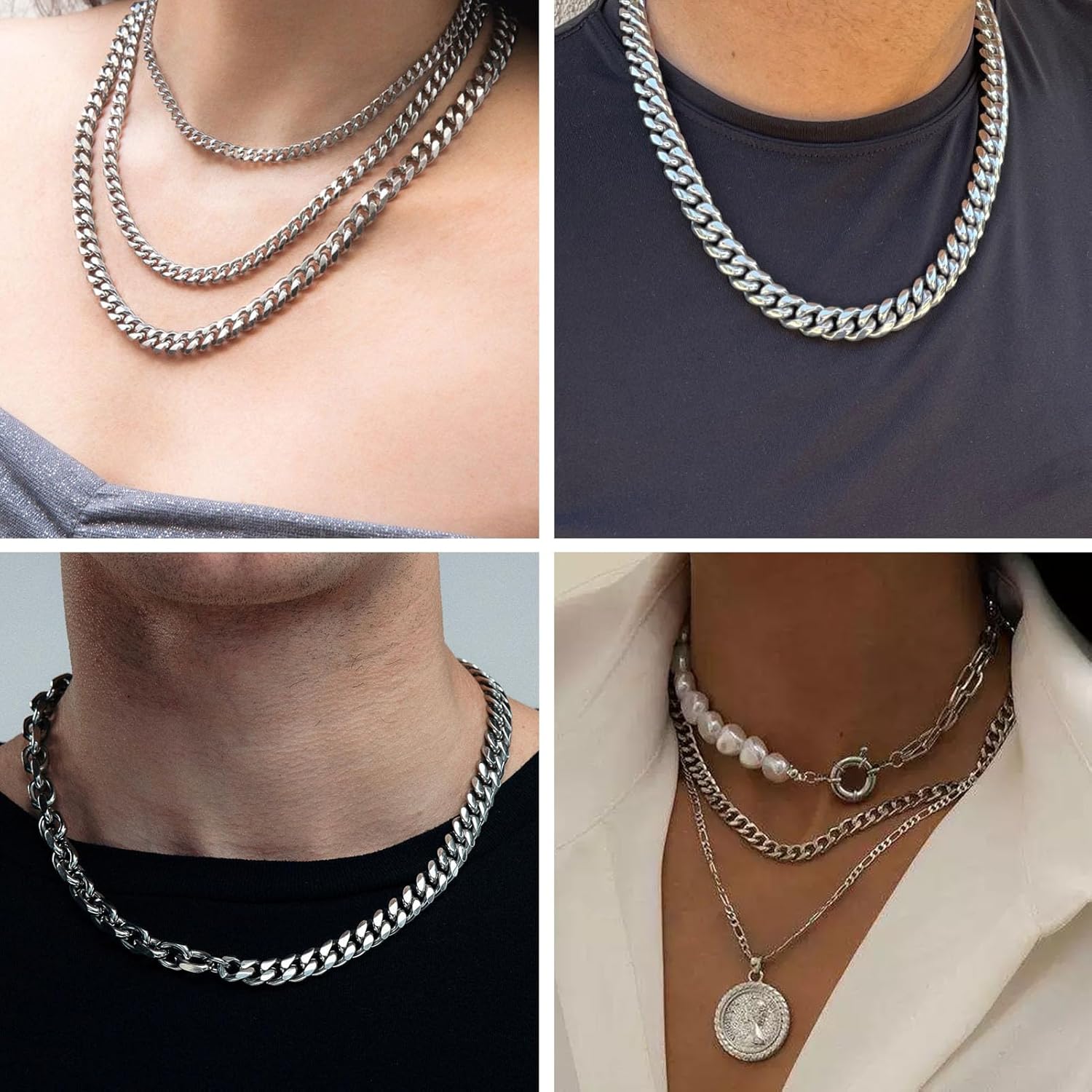 16.4 Feet Stainless Steel Chains for Jewelry Making Chunky Necklace Chain Links Steel Silver Chain Roll for Men DIY Crafts Supply Jewelry Findings - Image 6