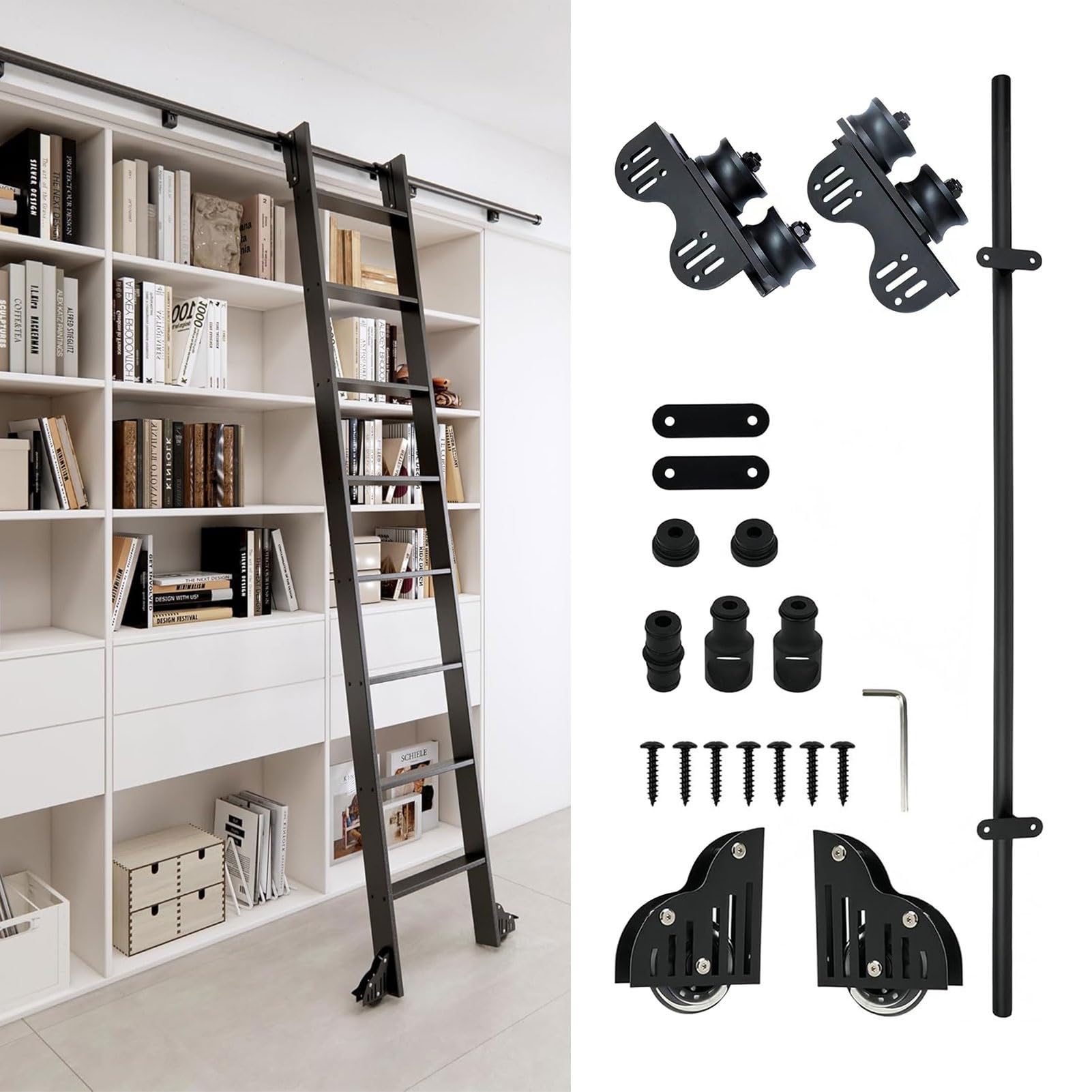 Rail extensibilité ajustable pour échelle coulissante en métal noir robuste 100 cm