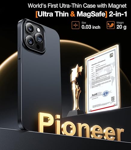 Miniatura 2 de TORRAS Funda magnética delgada diseñada para iPhone 15 Pro 2023, compatible con MagSafe Ultra delgada Funda protectora mate de policarbonato duro