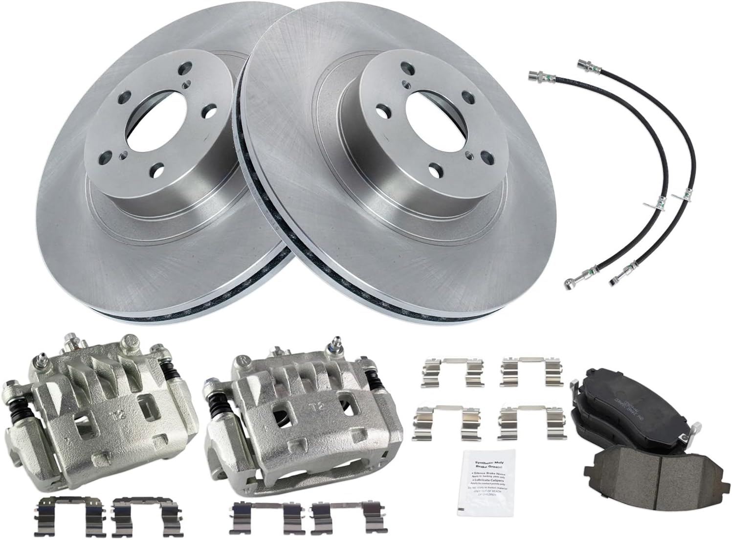 TRQ Front Brake Pad & Rotor Kit Ceramic Compatible with 2010-2012 Subaru Outback