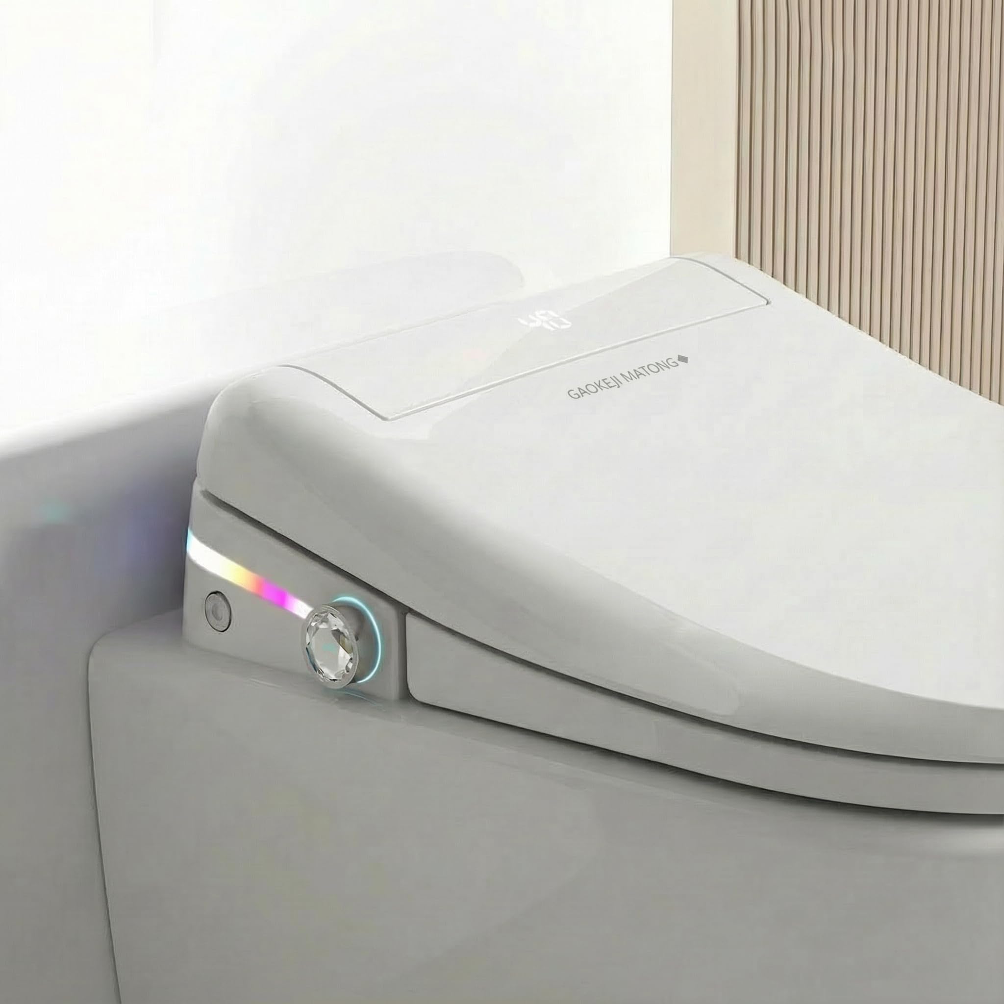 Abattant WC intelligent - Siège WC japonais avec jet d'eau et séchage - Bidet électrique avec siège chauffant, lumière nocturne et télécommande - Installation universelle, chute amortie (Bl