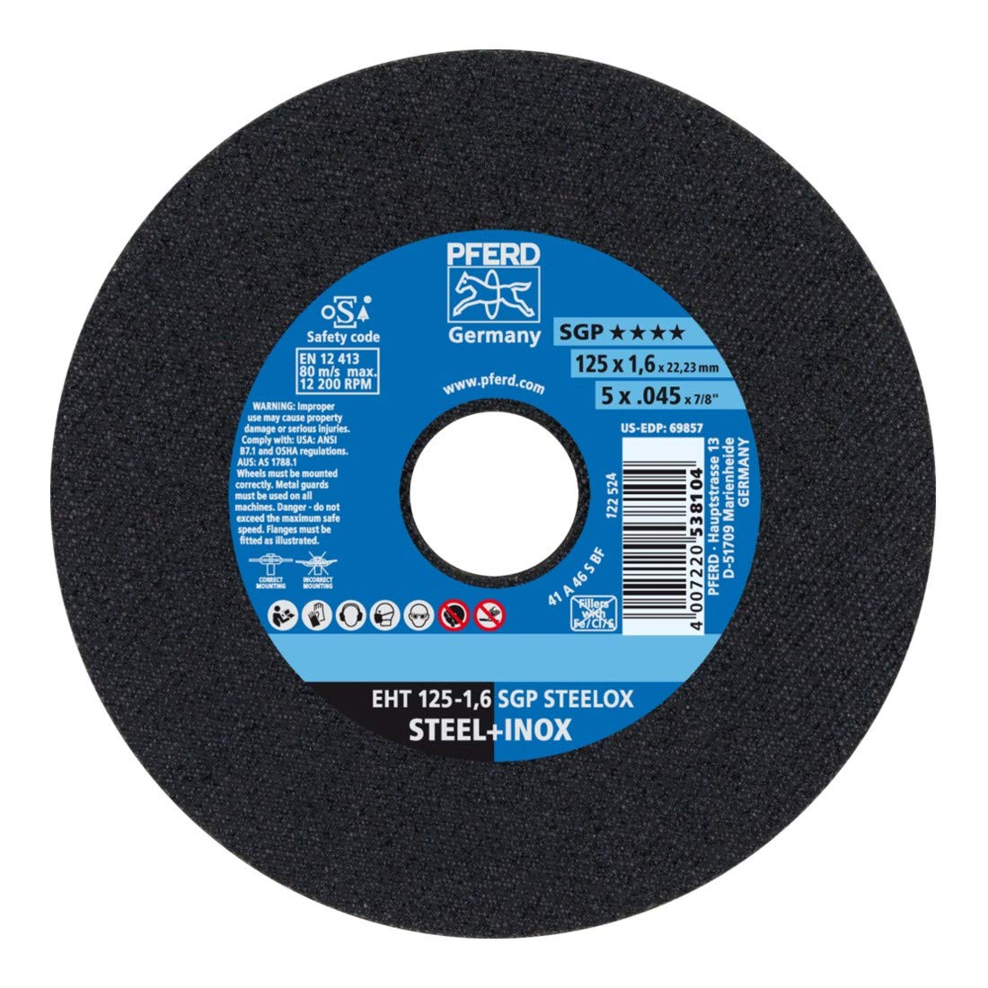 Pferd – Cutting Disk EHT 125 – 1.6 A46 S SGP-INOX