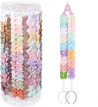 POVETIRE Bow Holder for Girls Hair Bows,Pink Hair Bow Organizer, Hair Clips Stand Hair Accessories Rack Display Decors Baby Nursery Toddler Girls Room