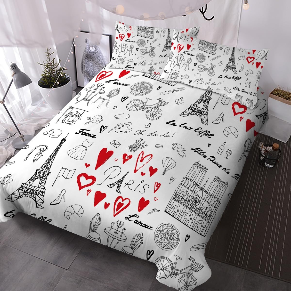 Housse de couette motif amour rouge pour une ambiance de couple romantique et cosy