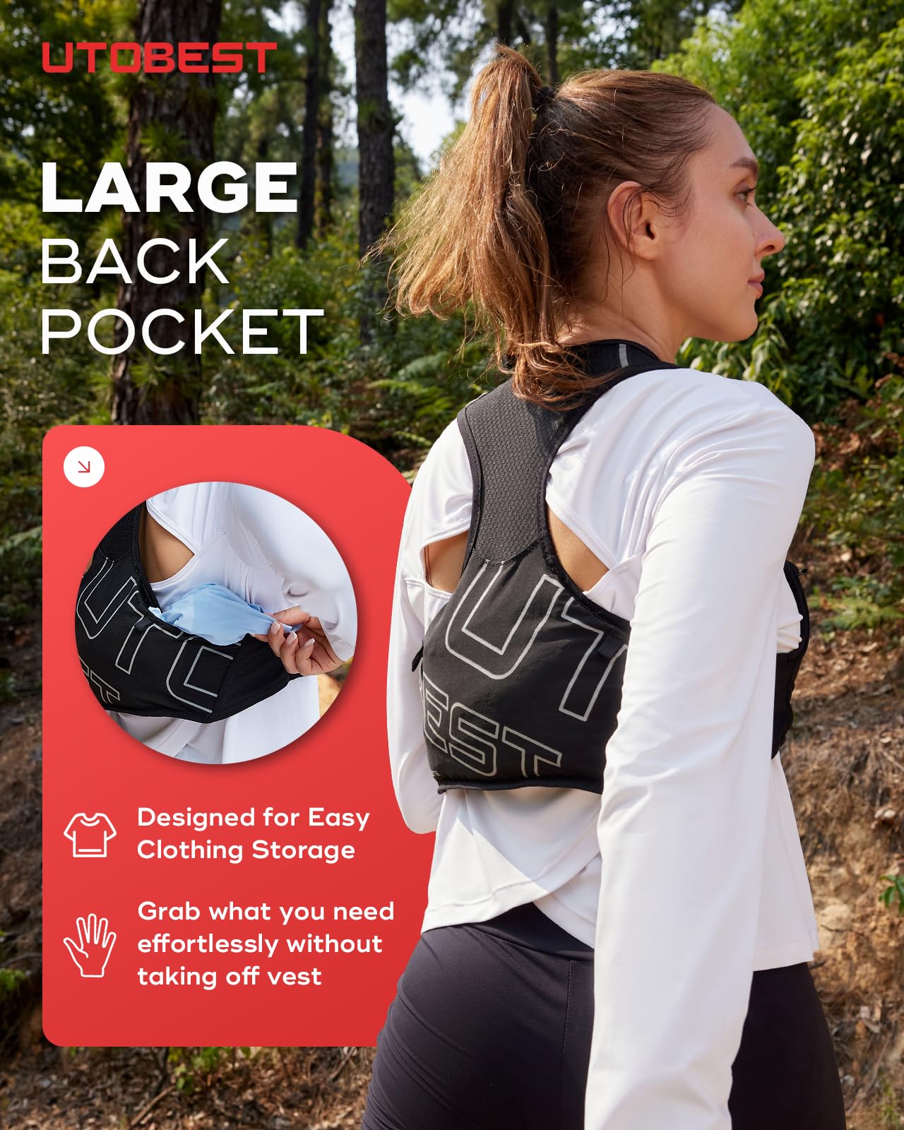 UTOBEST Gilet de course pour homme et femme, gilet d'hydratation minimaliste ultra léger, respirant, réfléchissant, pour randonnée, jogging