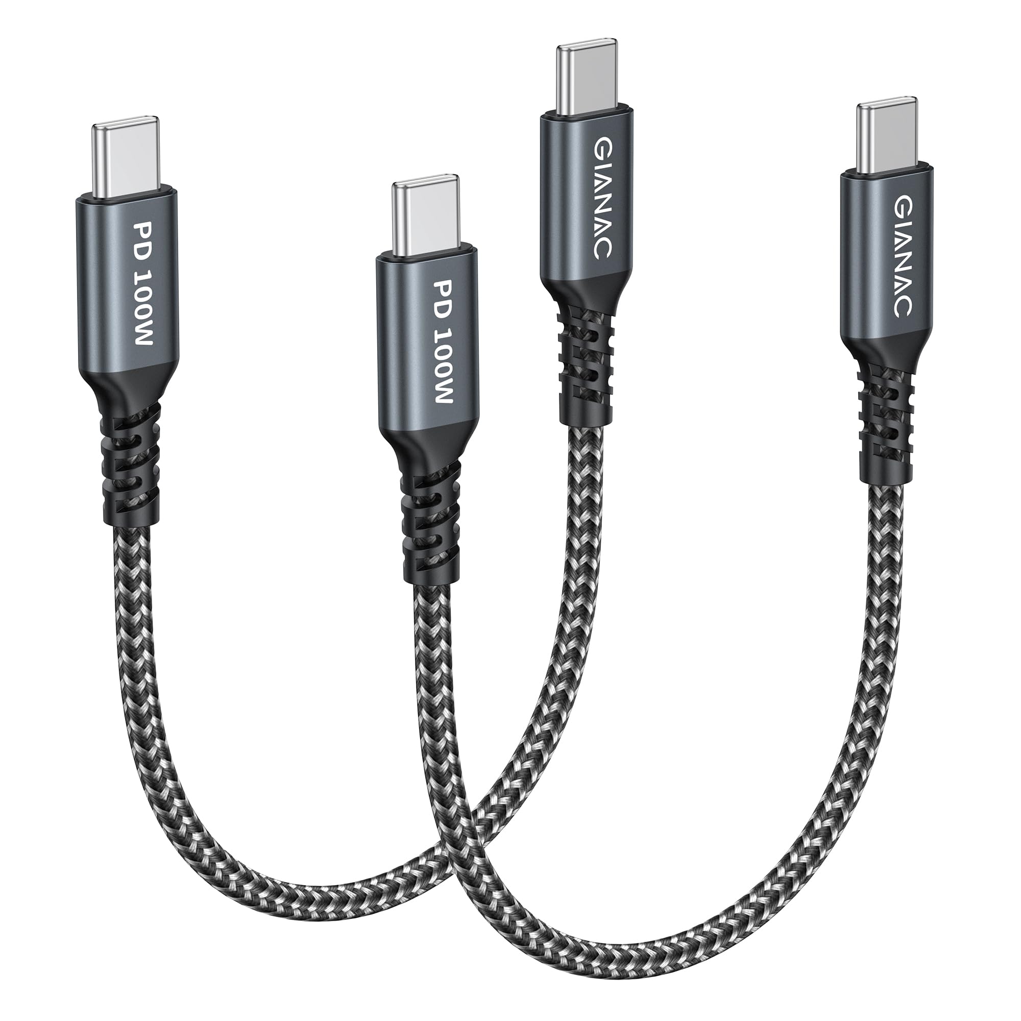 GIANAC 100W USB C Kabel Kurz 0.5m+0.5m Schnellladekabel USB C Mit Chip | PD 5A/20V USB C Ladekabel mit E-Mark Chip für iPhone 17 16 15 Pro Macbook Pro iPad Pro,Samsung Galaxy S25 24 23 22