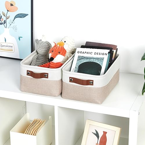 Vista 86 de DULLEMELO Canastas de almacenamiento pequeñas de 15 x 6 x 5.5 pulgadas, contenedores de almacenamiento de tela para tanque de inodoro