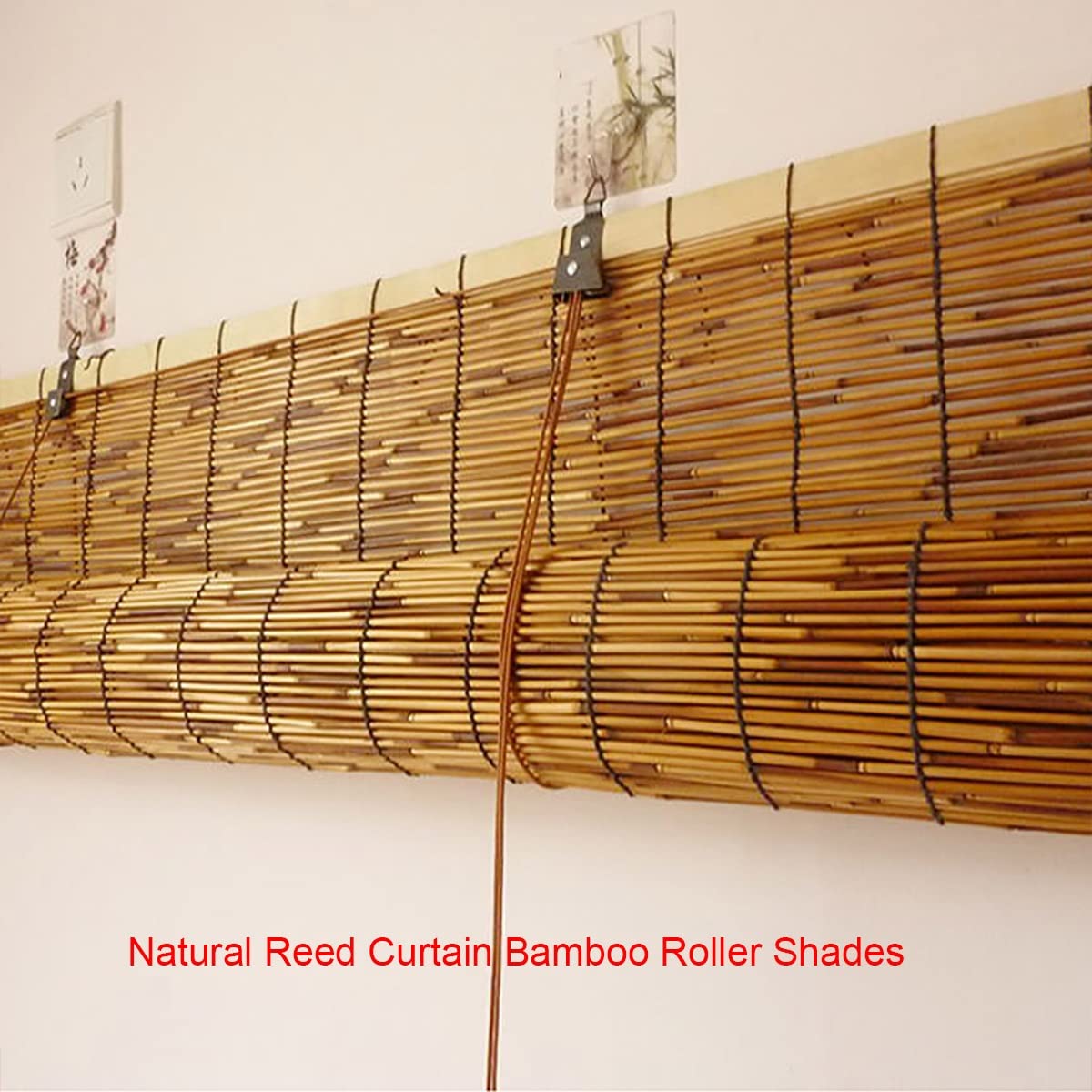 Store en Bambou, Store intérieur/extérieur en Bambou pour fenêtre Enroulable, Rideau en Bambou tissé à la Main, carbonisation Facile à Installer, Taille Personnalisable. (Size : W110xH190cm/43x75in)