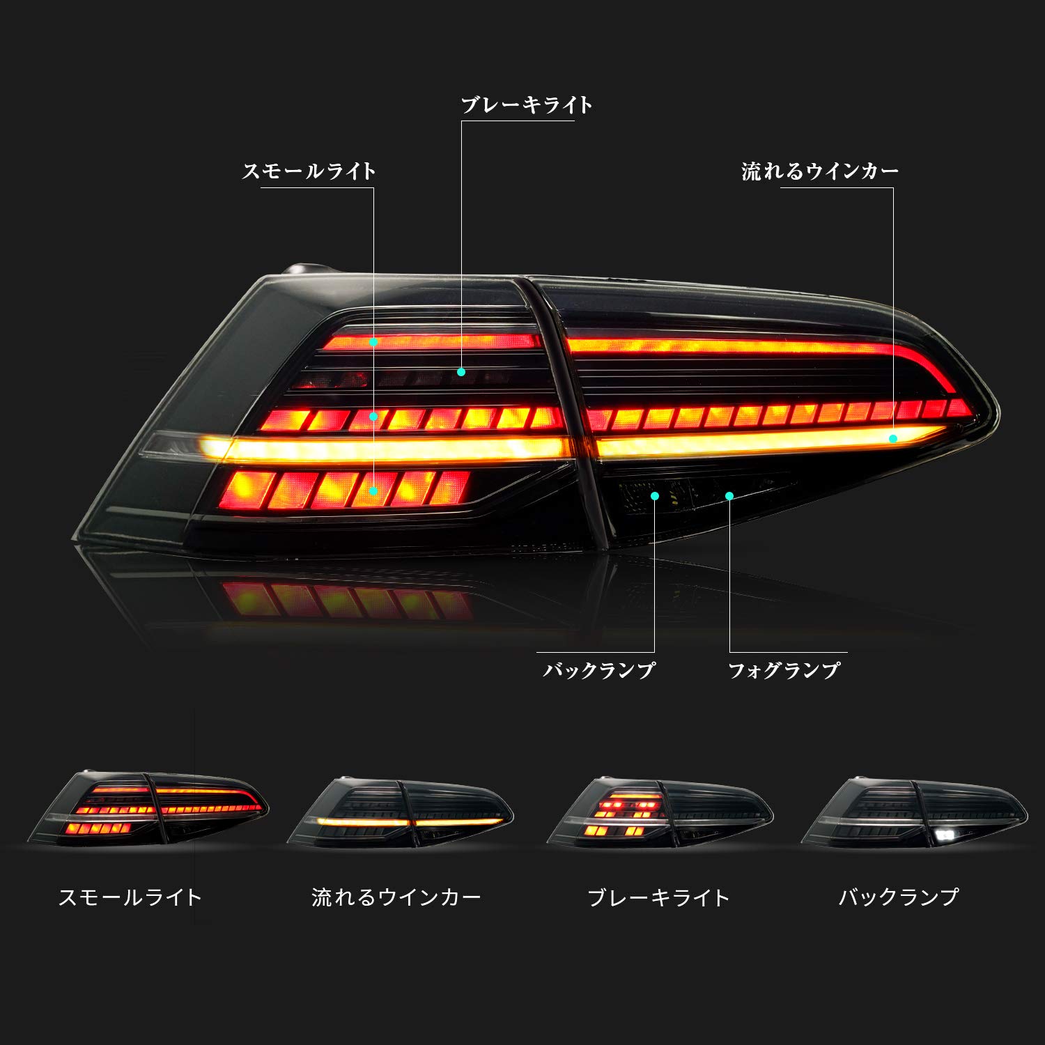 Amazon | LUYUN VW ゴルフ7 テールランプ ゴルフ7.5 テールライト 全 