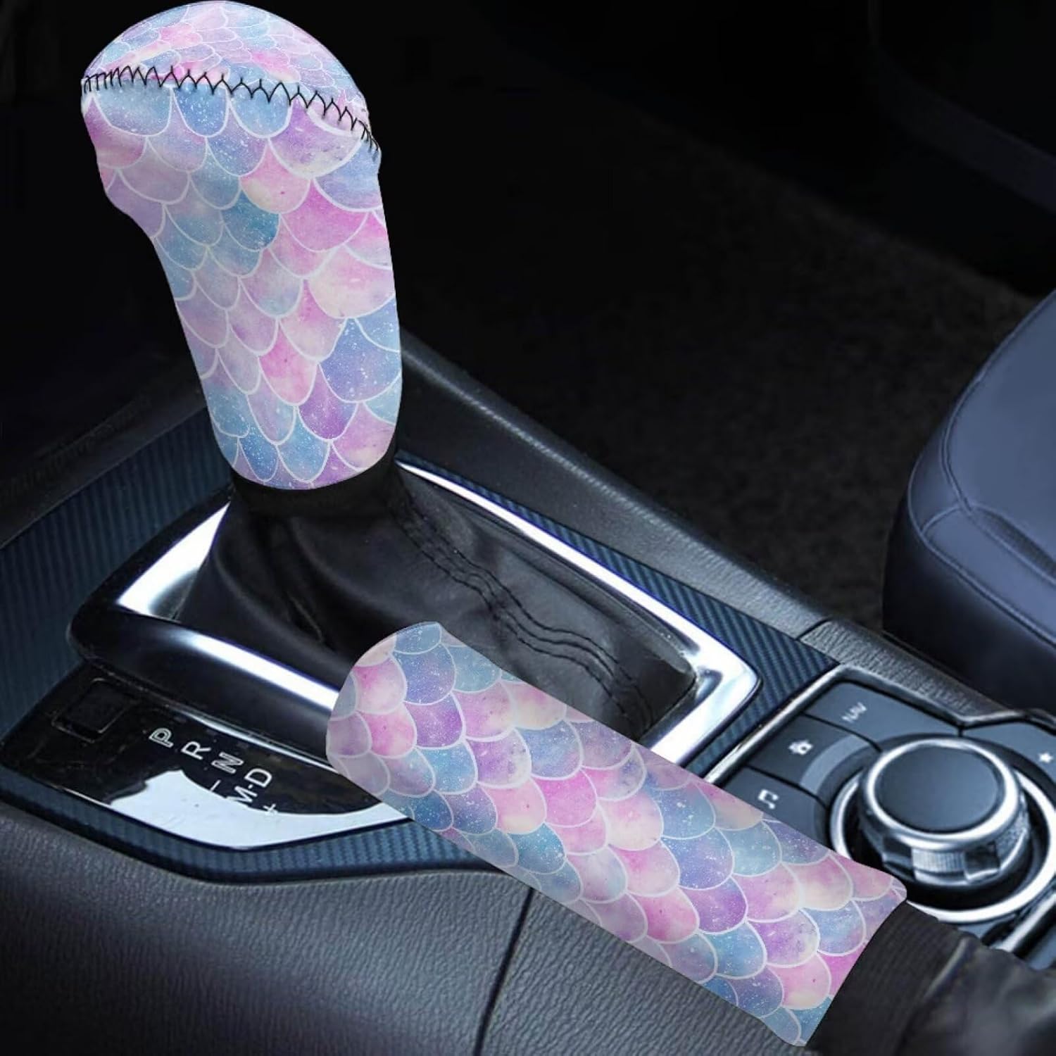 American Flag Car Gear Shift Cover & Handbrake Cover Set of 2 Black Car Knob Lever Cover for Women Universal Fits SUV Vehicle Sedan Truck Decorative Auto Accessories