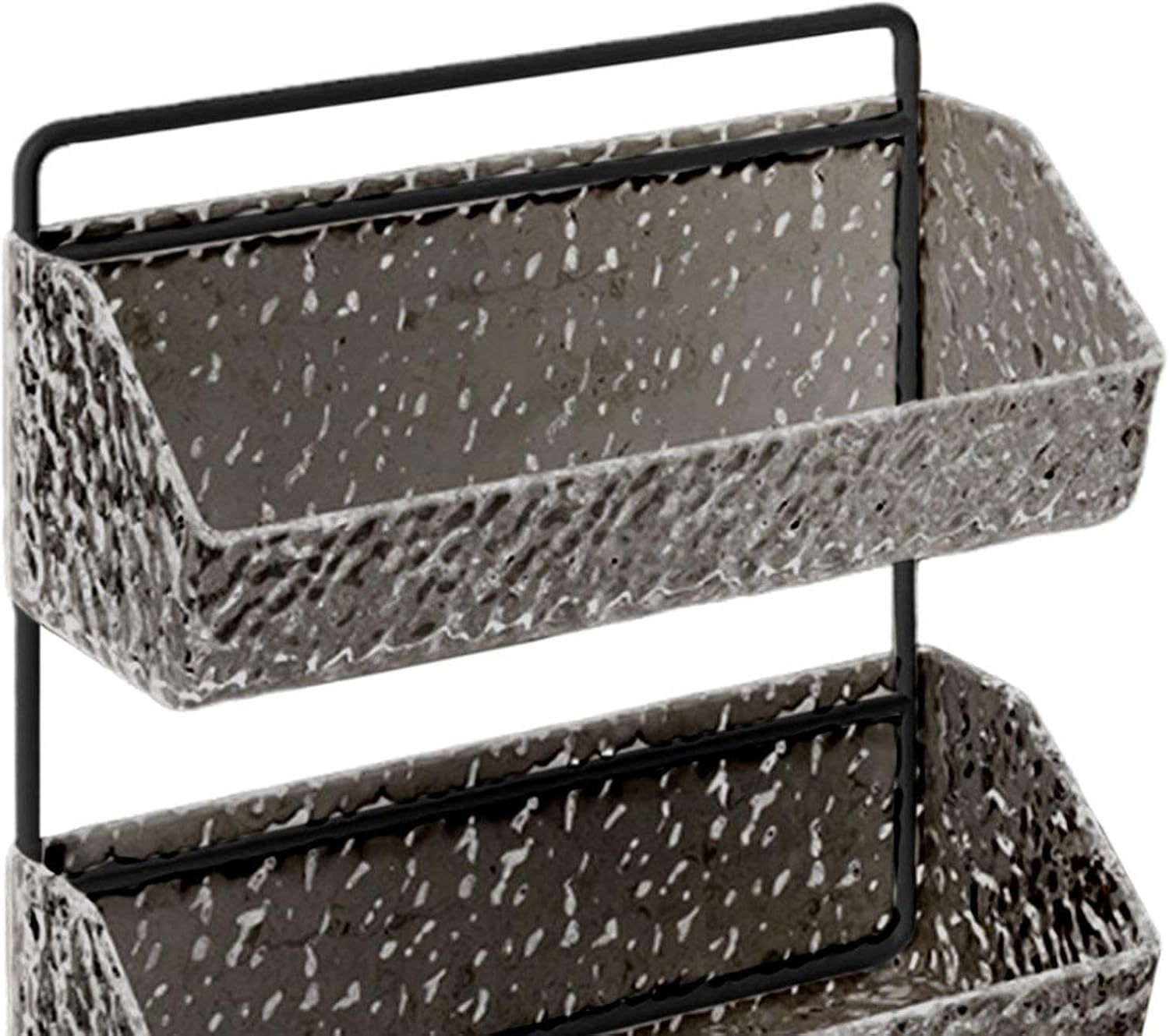 Hanging Kitchen Basket Farmhouse Food Storage Sturdy 2 Layer Organizing Fruit Basket Wall Mount for Home 14.17x4.72x14.96 Inch- Dark Gray