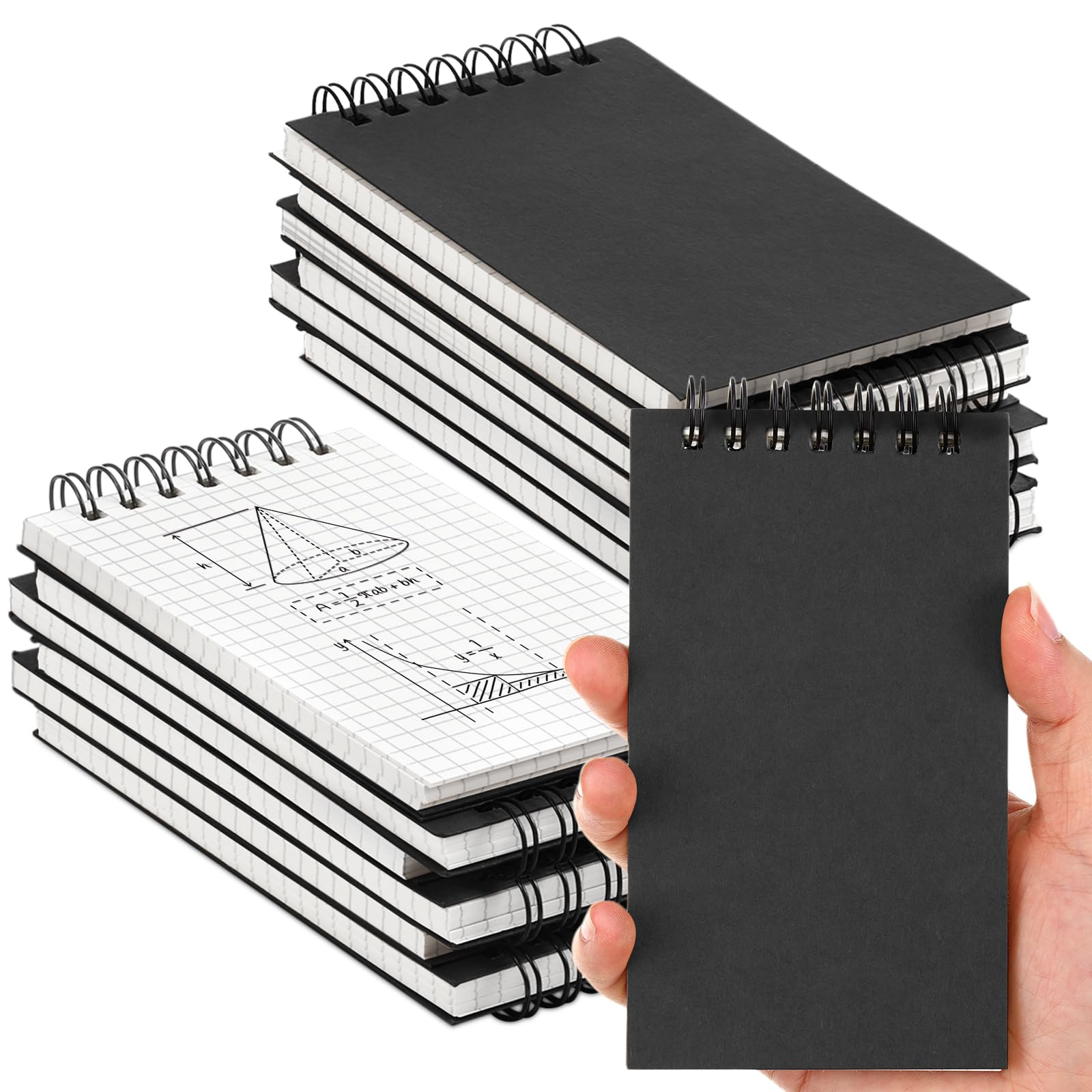 Jutom 12 Pcs Mini Pocket Notebooks Bulk 3x5 Graph Paper Top Spiral Notebook 120 Pages 80 Gsm Mini Grid Notepads Small Memo Pads for Home Classroom