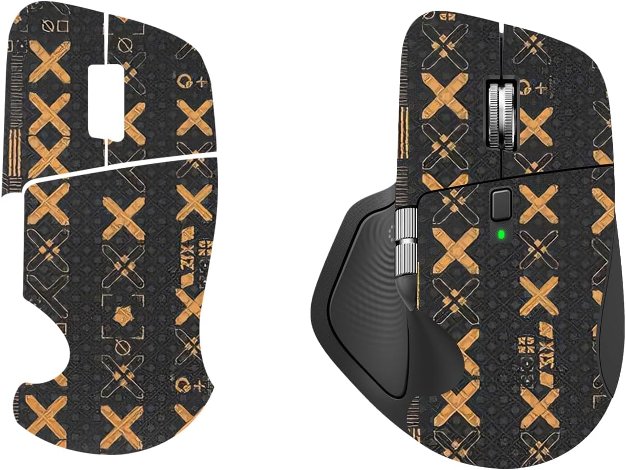 Mouse Grip Tape Full Coverage for Logitech MX Master 4, Mouse Anti Slip Grip Tape,Self-Adhesive PreCut Sweat-Resistant Professional Mice Upgrade Kit(Black&Gold)