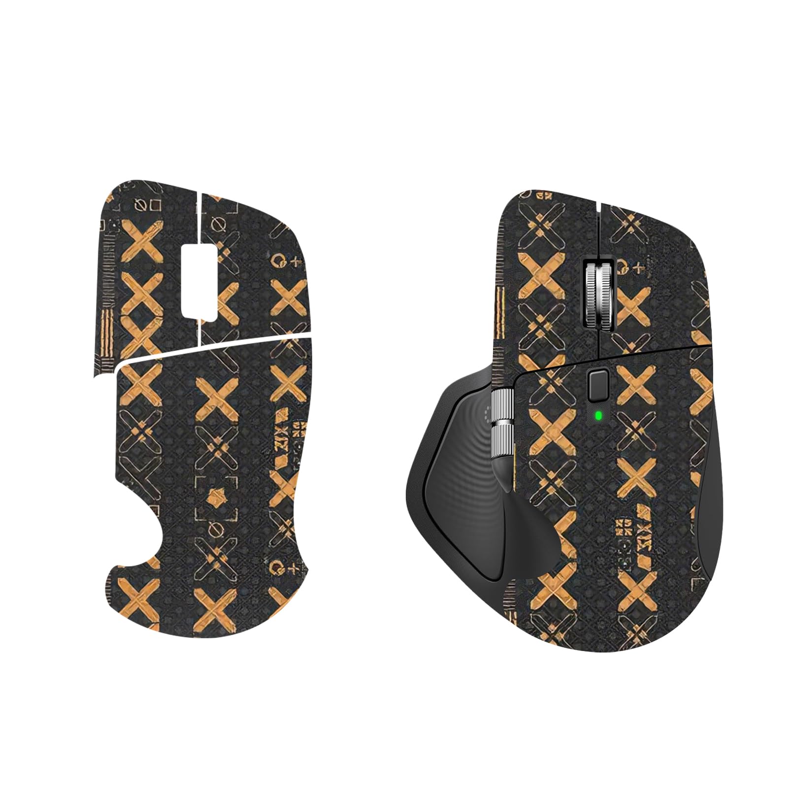Mouse Grip Tape Full Coverage for Logitech MX Master 4, Mouse Anti Slip Grip Tape,Self-Adhesive PreCut Sweat-Resistant Professional Mice Upgrade Kit(Black&Gold)