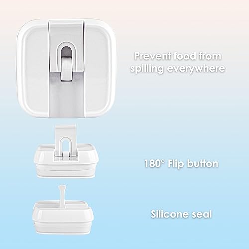 Miniatura 5 de Lutema Juego de 7 recipientes herméticos transparentes para almacenamiento de alimentos con tapas blancas de fácil bloqueo para organización de