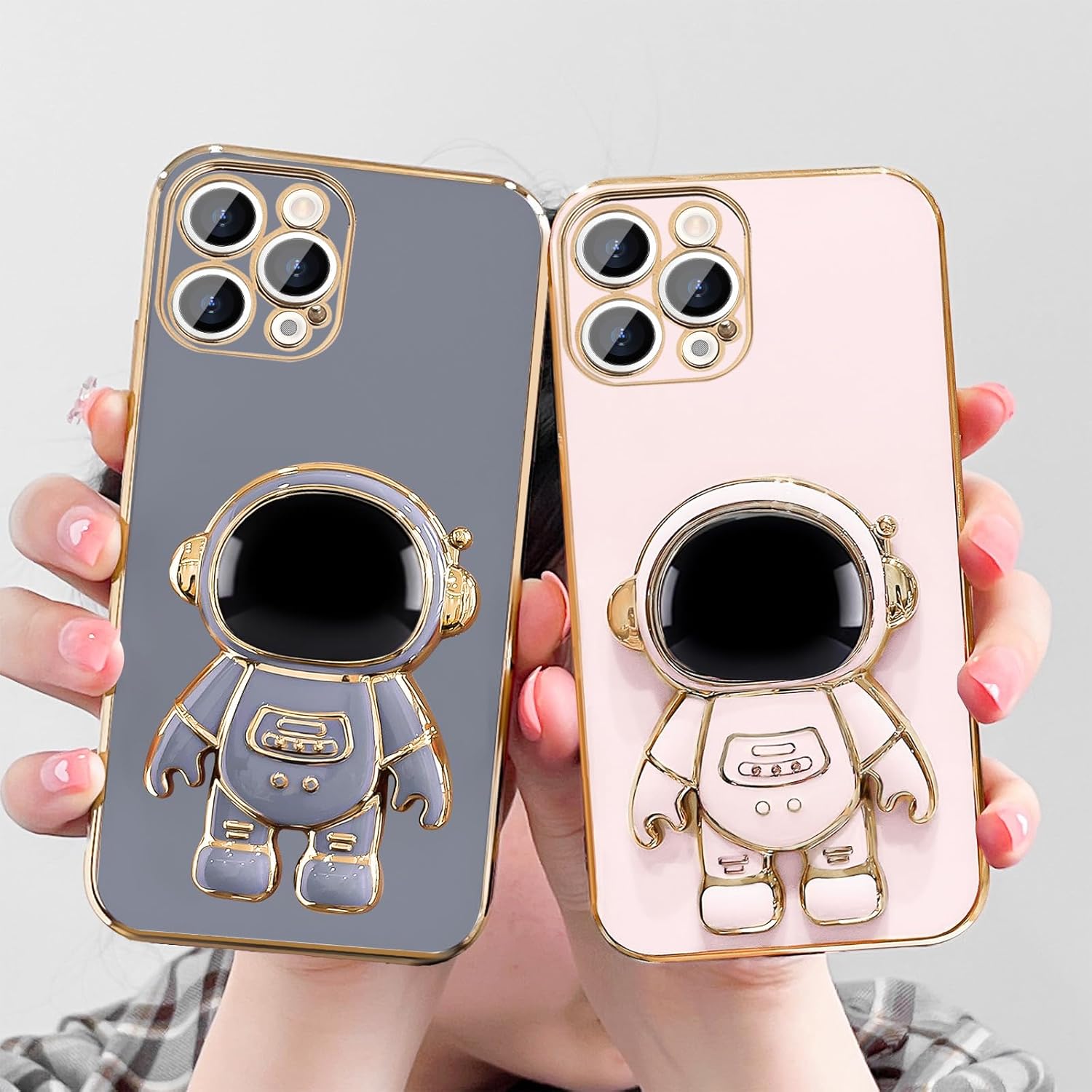 for iPhone 15 Pro Case, Cute 3D Astronaut Stand with [2 Screen Protector] [Camera Protection] Kickstand Shockproof Bling Silicone Soft Cover for Apple iPhone 15 Pro Phone Case, Blue - Image 7