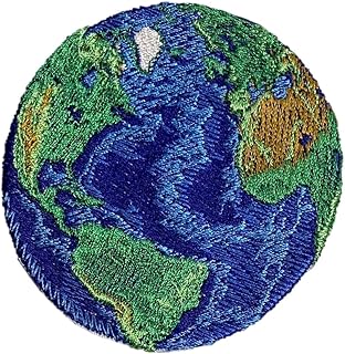 Blue Earth World Planet Patch, 3 inches - Iron On/Sew On - Colorful Globe Embroidered Badge