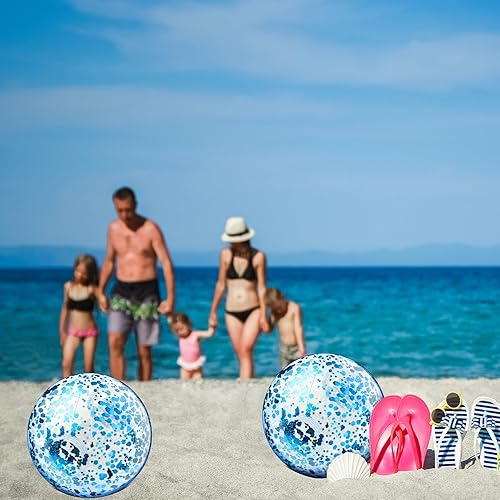 Miniatura 4 de Threan 100 Pack Mini Glitter Beach Ball Bulk 5 Inch Inflatable Sequin Beach Balls Clear Pool Toys Beach Party Decorations with Confetti for Boys