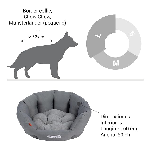 Foto 7 de 8 de Doctor Bark Cesta Redonda para Perros, Cama para Perros Grandes, Cama Suave + ToyBone con cojín Reversible…