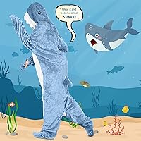 Vista 2 de Shark Blanket Hoodie Onesie for Adults and Kids, Cozy Flannel Shark Sleeping Bag