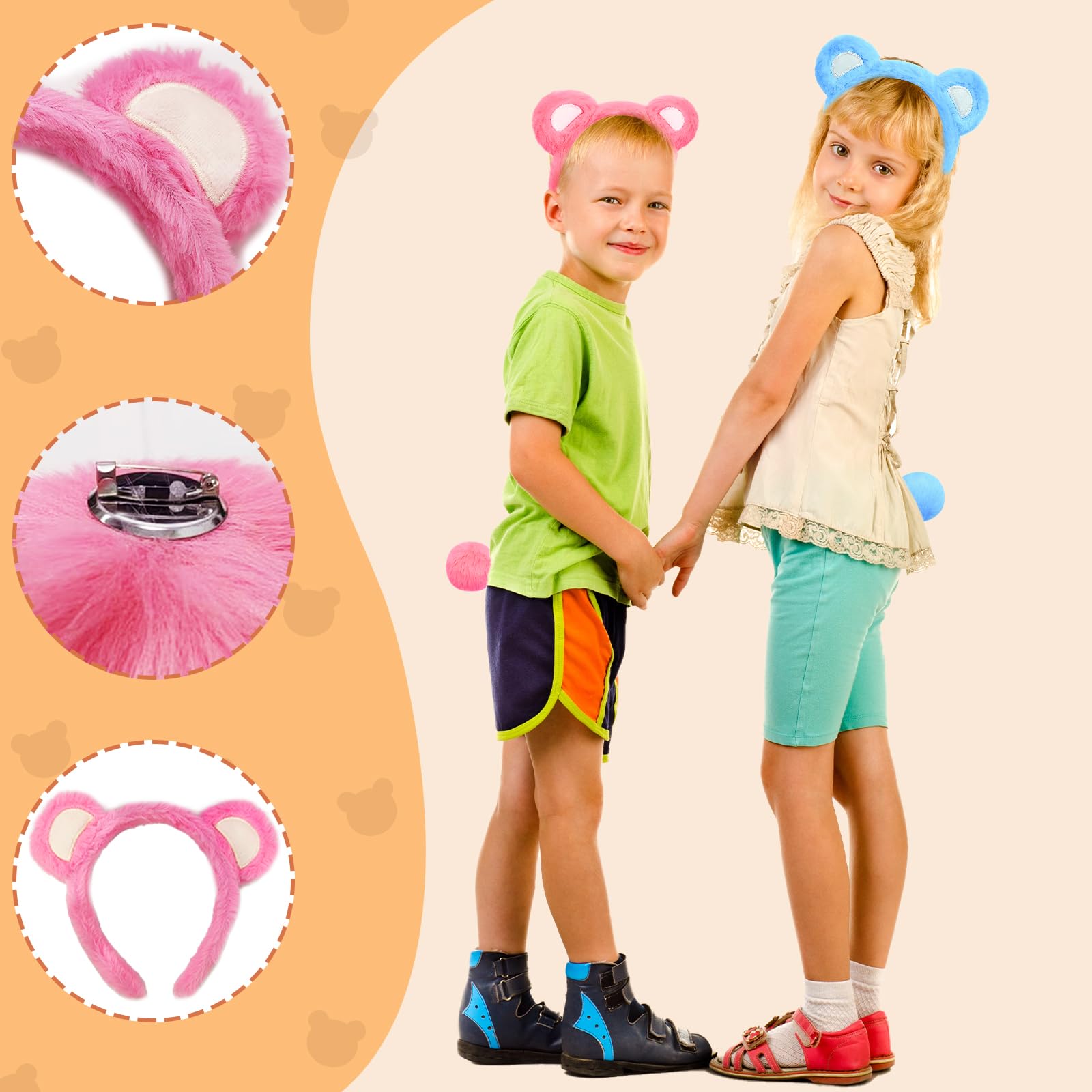 Btanadi Bear Ears Headband and Tail Costume, Cute Bear Costume Accessories for Kids & Adults, World Book Day Fancy Dress - Image 3
