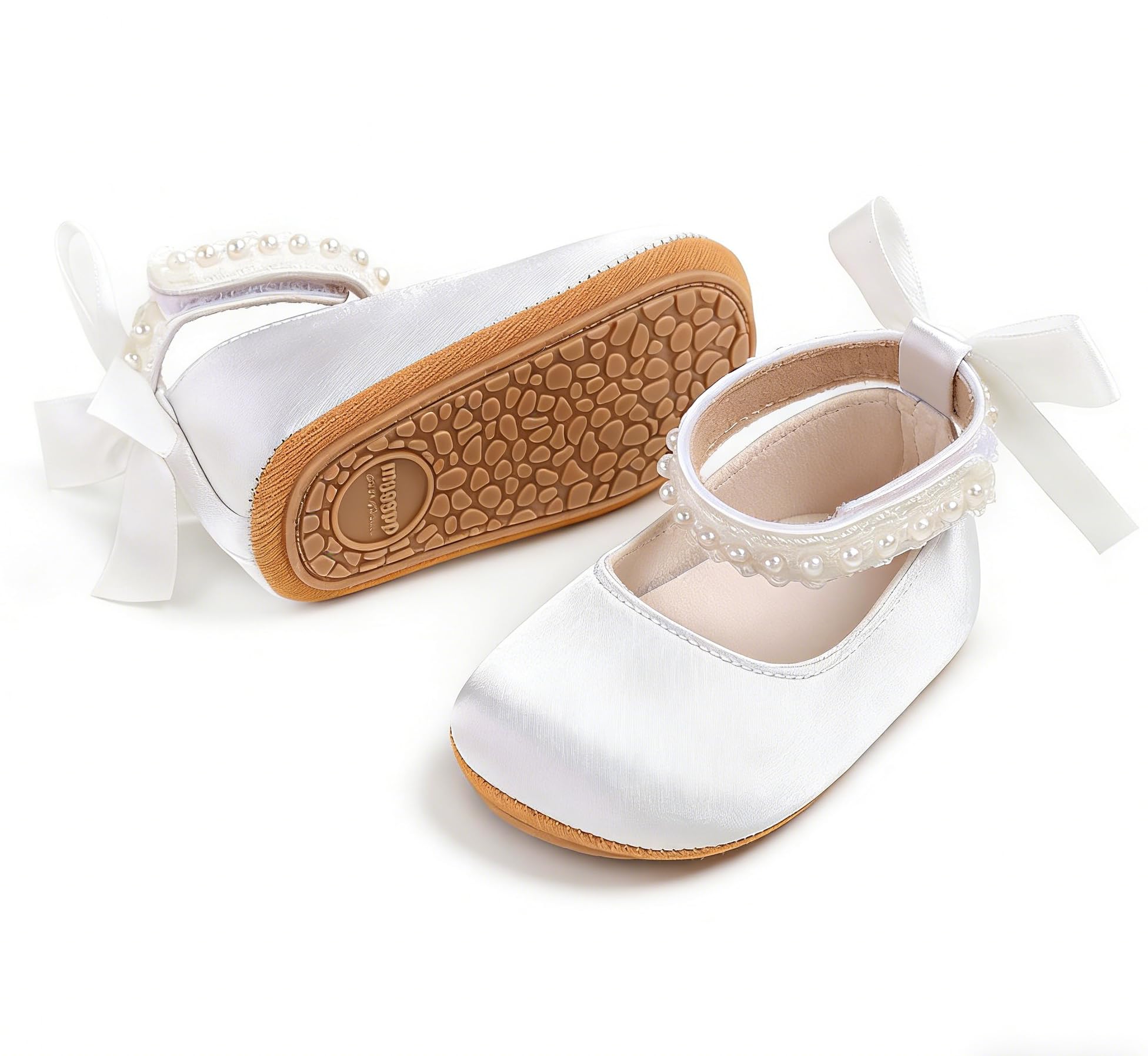Mary Jane - Scarpe da bambino con fiocco e perla, per bambine da 0 a 18 mesi
