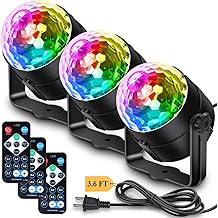 3-Pack Disco Ball Party Lights Sound Activated with Remote Control, 12 Modes Strobe Stage DJ Lights for Home Room Karaoke Dance Party Supplies Birthday Party Decorations White Elephant Gifts