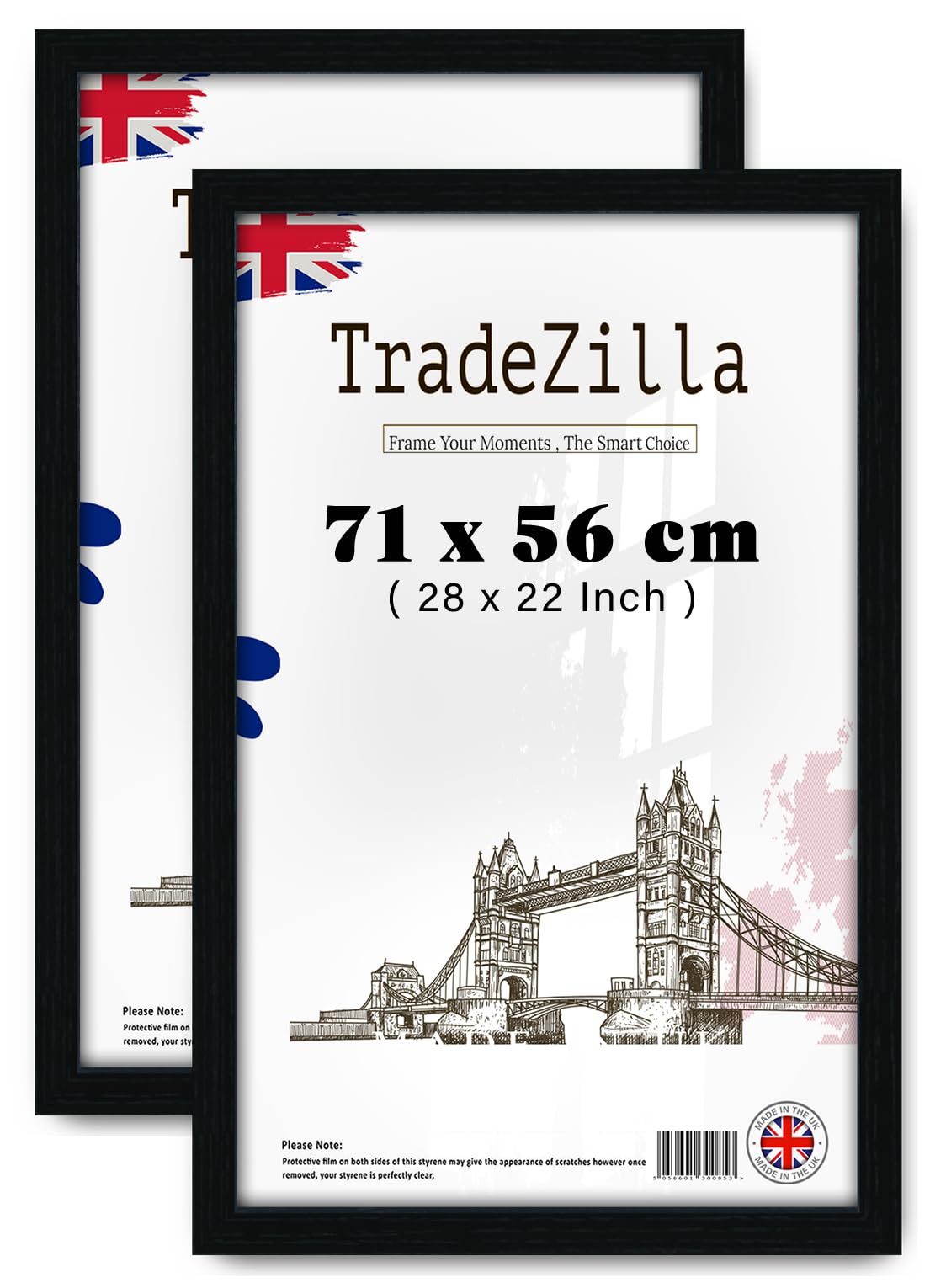TradeZilla pack of 2 Wood Finish Poster Frame (71 x 56 CM) Perfect for Room Interior, Wall Décor, Sturdy MDF Frame with Elegant Design, Ideal for Home & Office Use [ Black ]