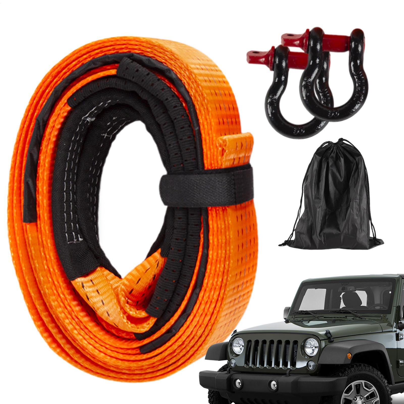 Abschleppseil Polyester | Abschleppgurt mit Haken, Verlängerungsseil für Seilwinde, Auto, LKW, ATV, Fahrzeuge, Straßenrand, Limousine,