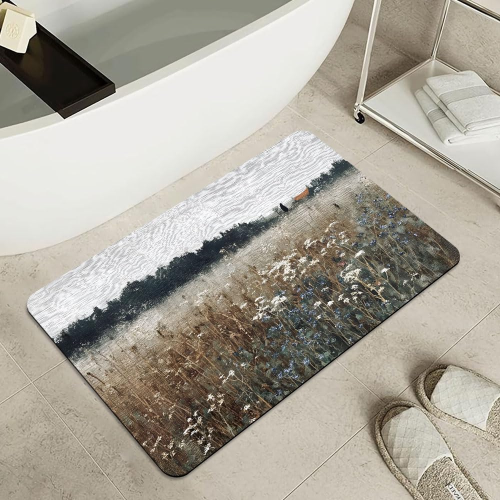 Alfombrilla de baño Antideslizante de Secado rápido con Estampado de Flores