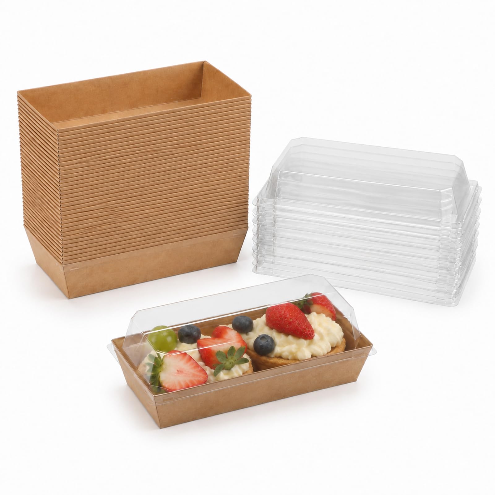 xilianBPK 100 Pack Small Charcuterie Boxes with Clear Lids - To Go Paper Mini Charcuterie Box,Food Containers, Dessert Boxes for Cookie, Cake Slice, Strawberries