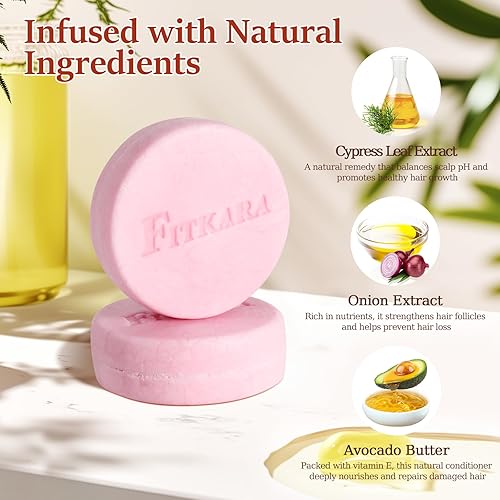 Miniatura 7 de Juego de 2 barras de champú nutritivo para cabello seco y dañado, vegano, libre de crueldad, sin sulfatos, extracto de cebolla, mantequilla de