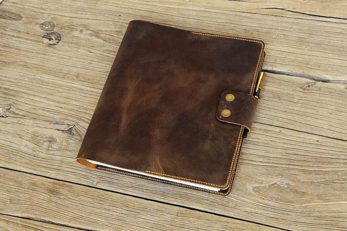 Rustic leather cover case for 5 five star spiral notebooks leather portfolio case for 8.5 x 11 letter size spiral notebook NFS81105S