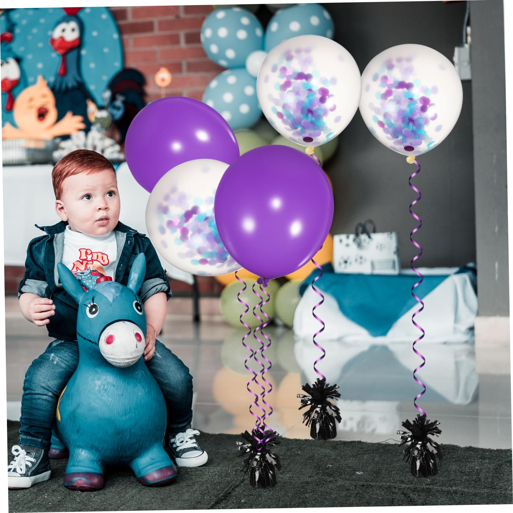 DOITOOL 8 Stück Teiliges Ballongewicht- Schwarze Wiederverwendbar Robust Vielseitig für Hochzeit Geburtstag Partydekoration Stabilisiert Helium Luftballons Einfache Anwendung ohne Werkzeug