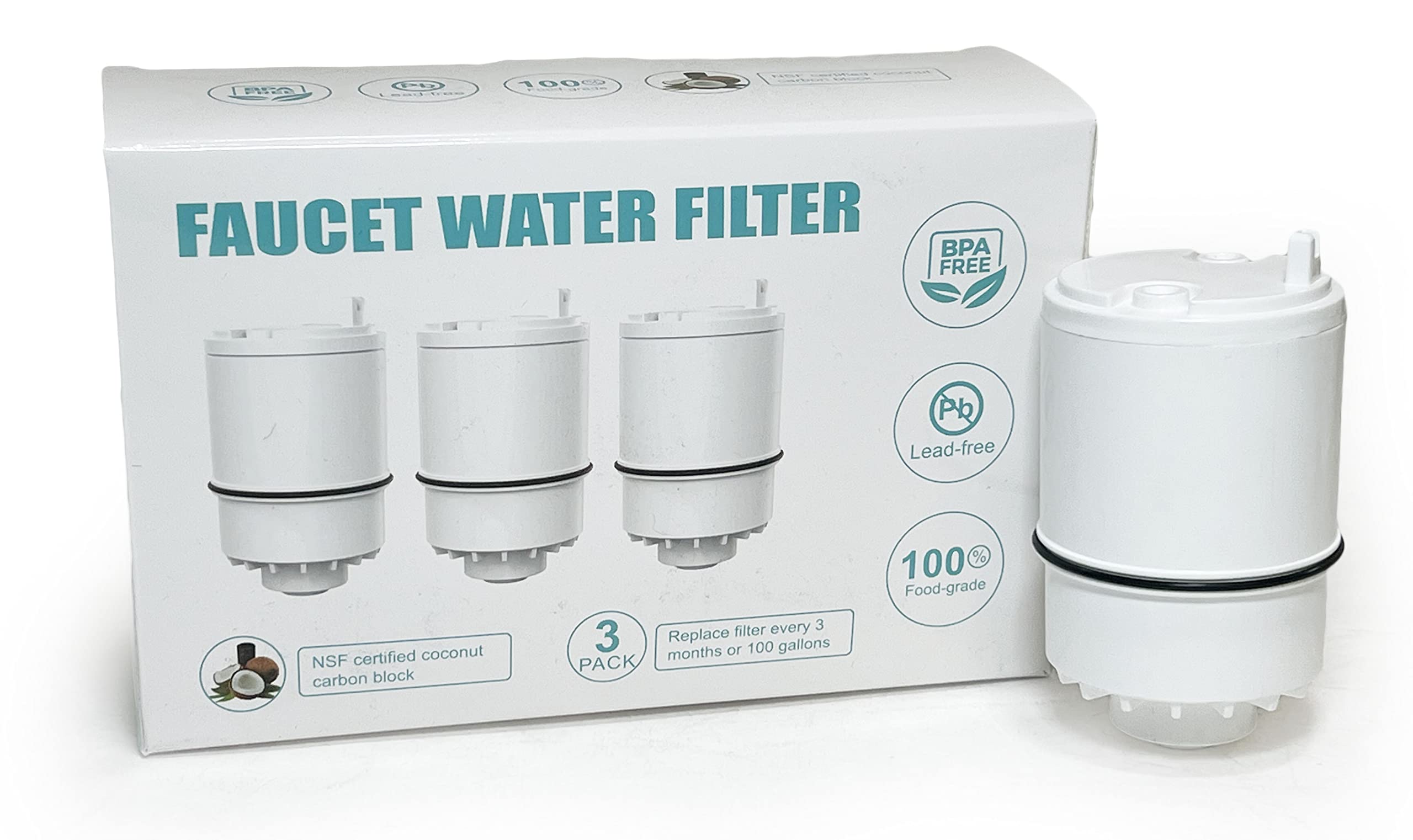 Nispira RF3375 Compatible Water Filter Replacement For All PUR Faucet Filtration Systems | Removes Chlorine, Lead, Odor, Color | 3 Months Filtration | Pack of 3