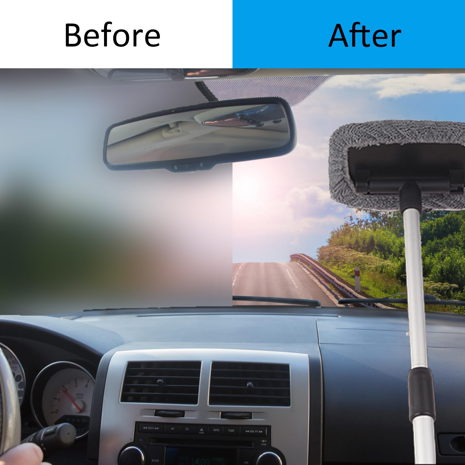 Nettoyeur Pare Brise Interieur Nettoyeur De Pare-Brise Voiture Extensible Avec 4 Tampons Microfibre Pour Entret Brosse Spéciale Pare Brise