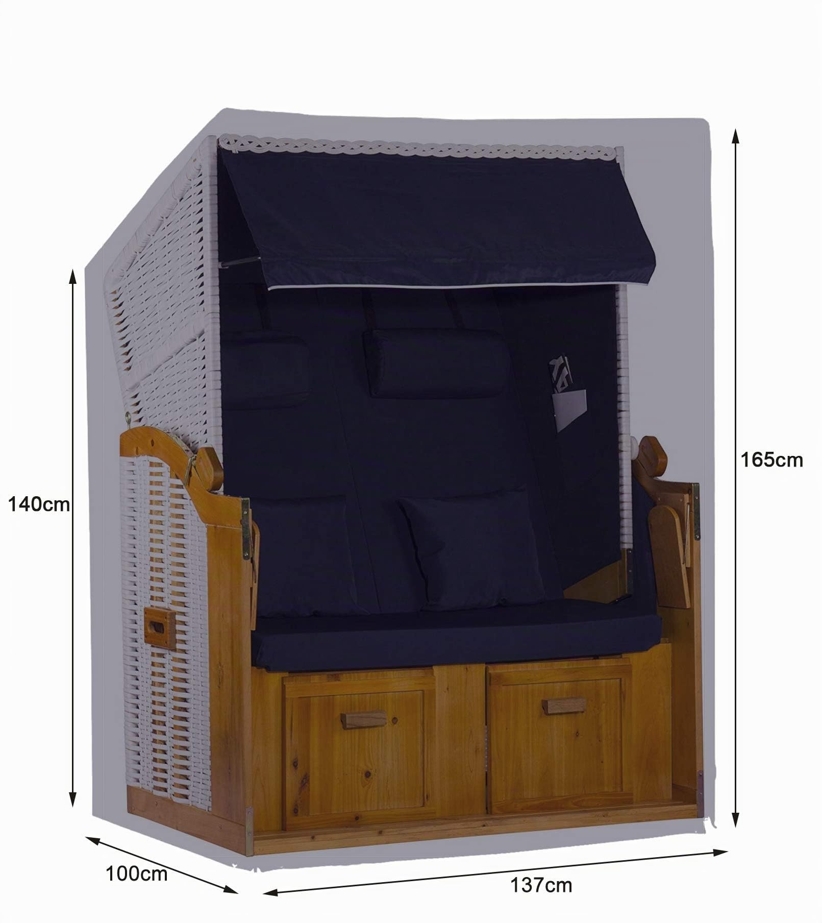Strandkorb Abdeckung Winterfest und Wasserdicht, Sonnencreme, UV- Beständig Strandkorb Premium Strandkorbhülle anthrazit L 137cm