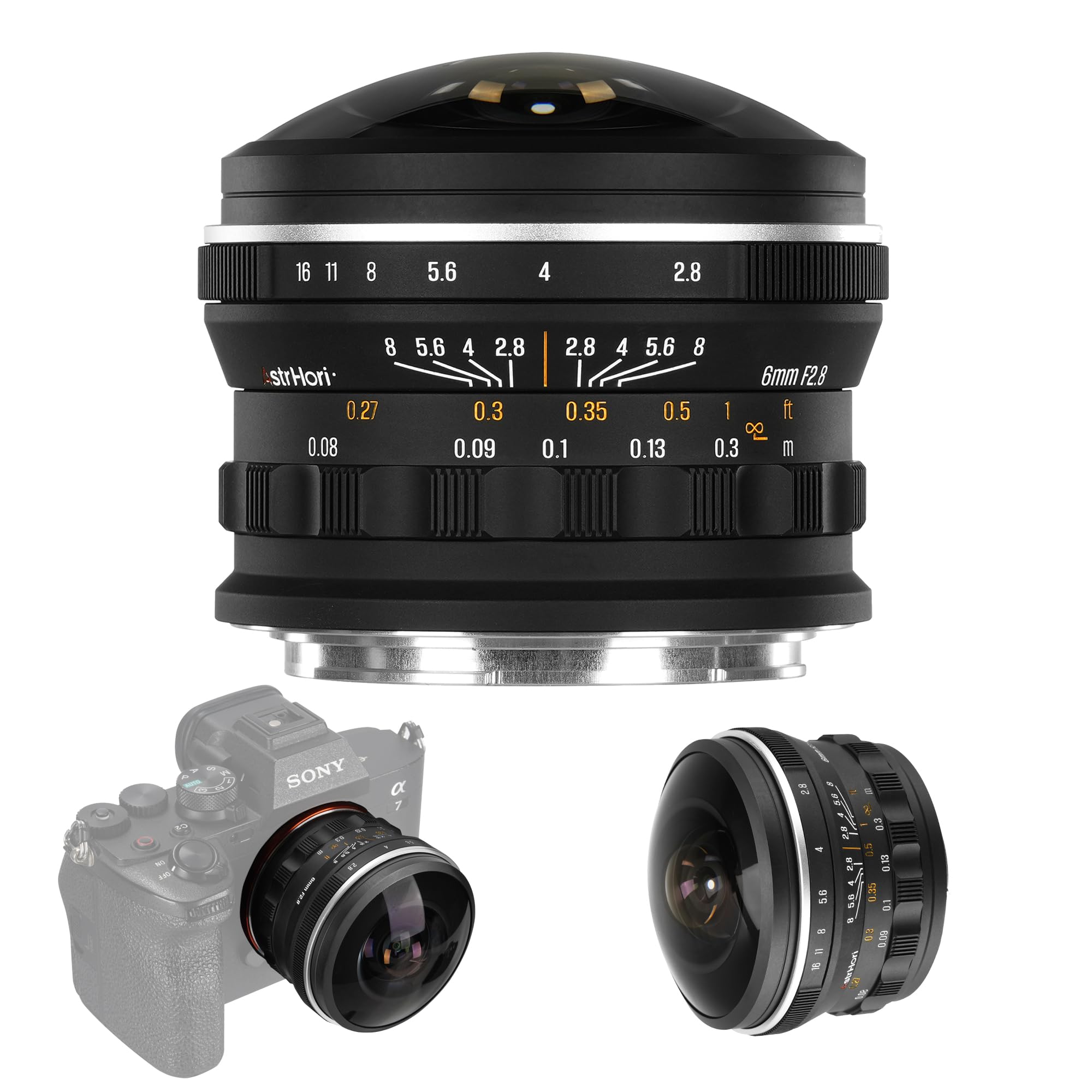 AstrHori Objectif fisheye circulaire ultra grand-angle 6 mm F2,8 pour plein format avec grande ouverture pour la photographie astro et paysage (RF)